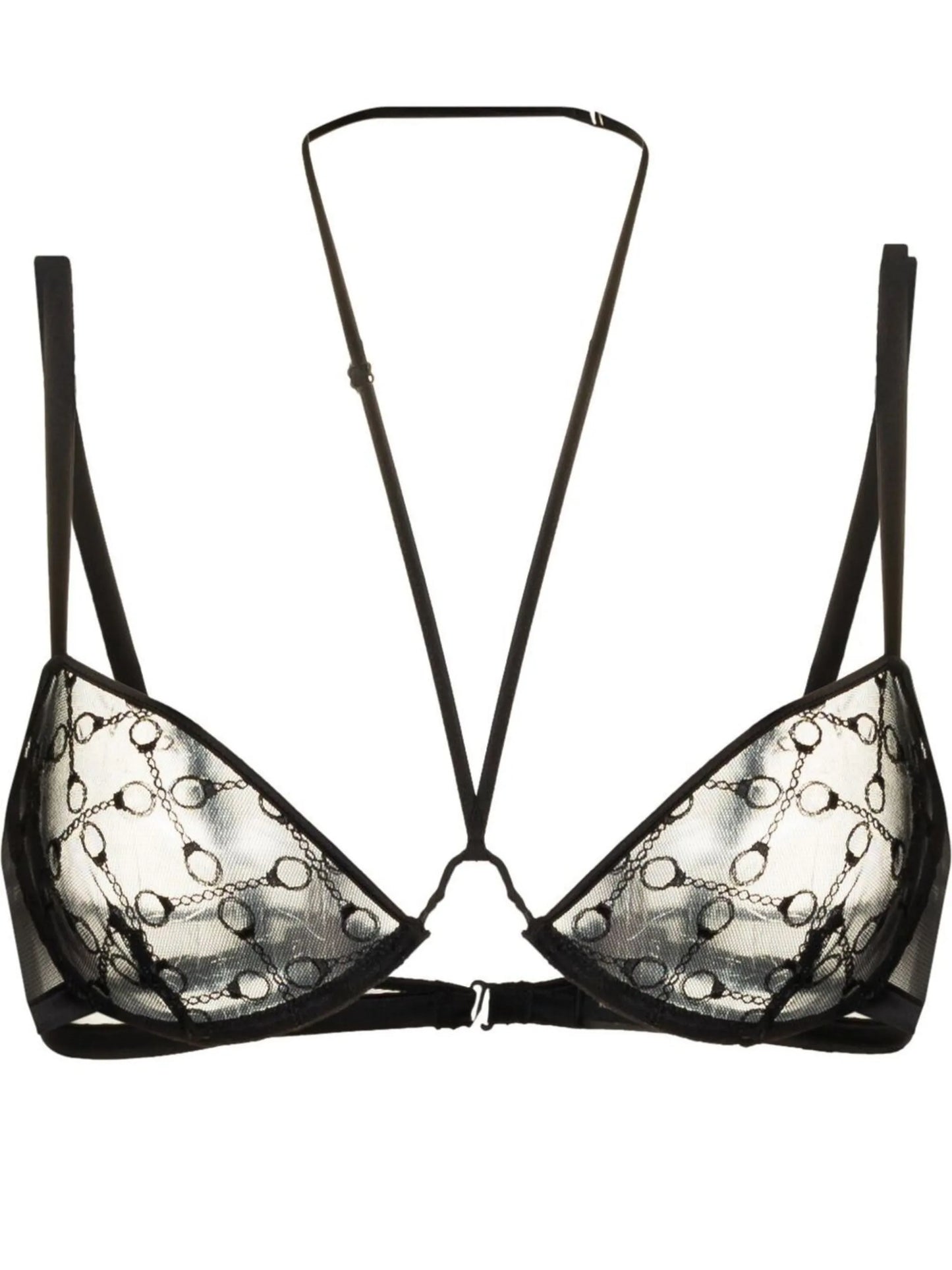 Handcuff embroidered balconette bra