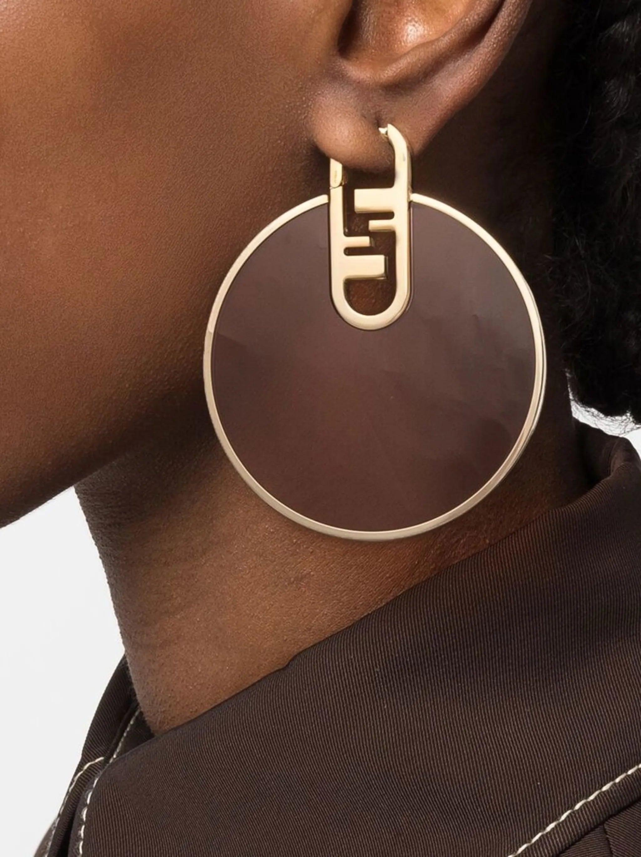 signature FF circular earrings