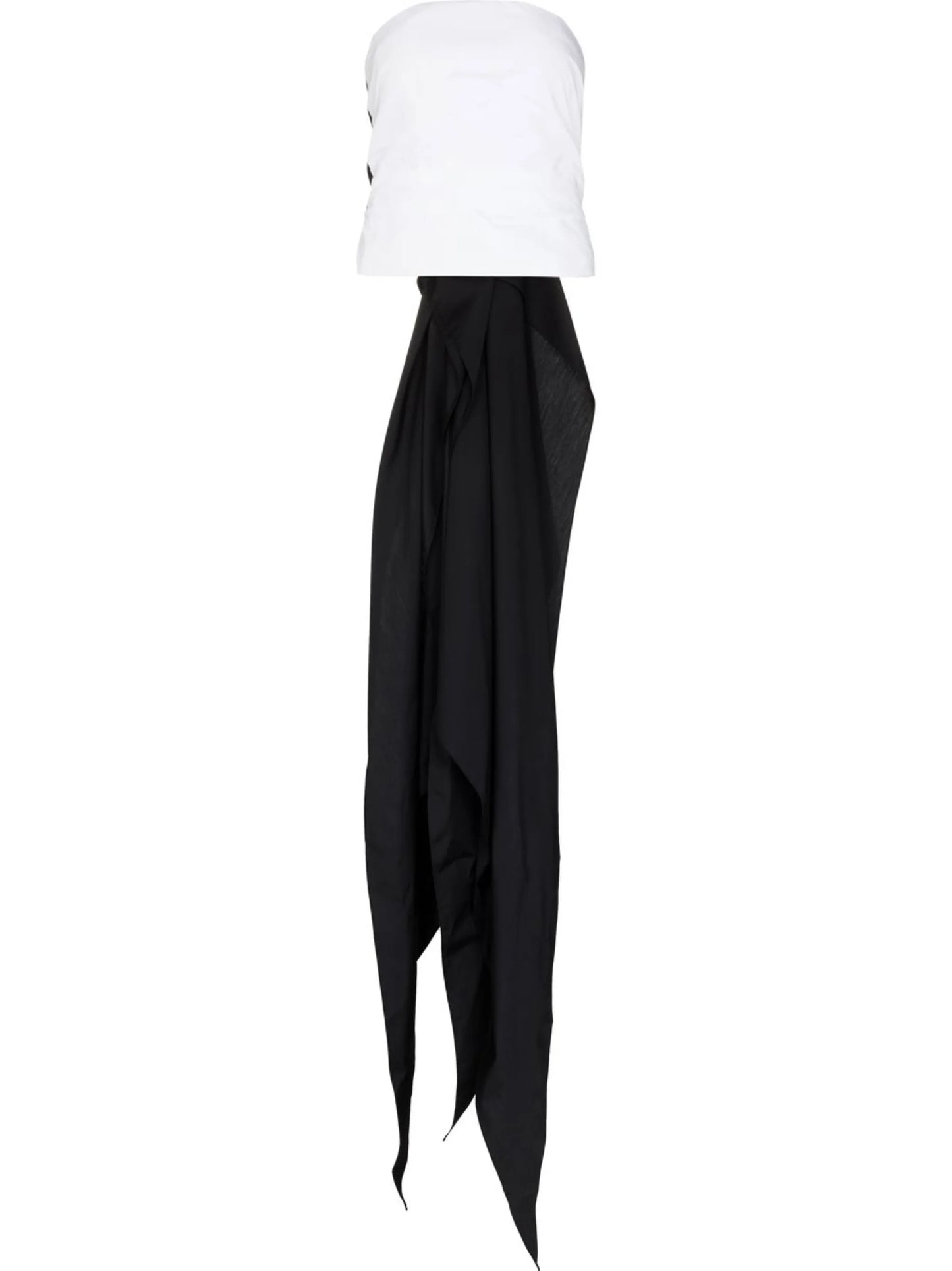 drape-detail strapless top