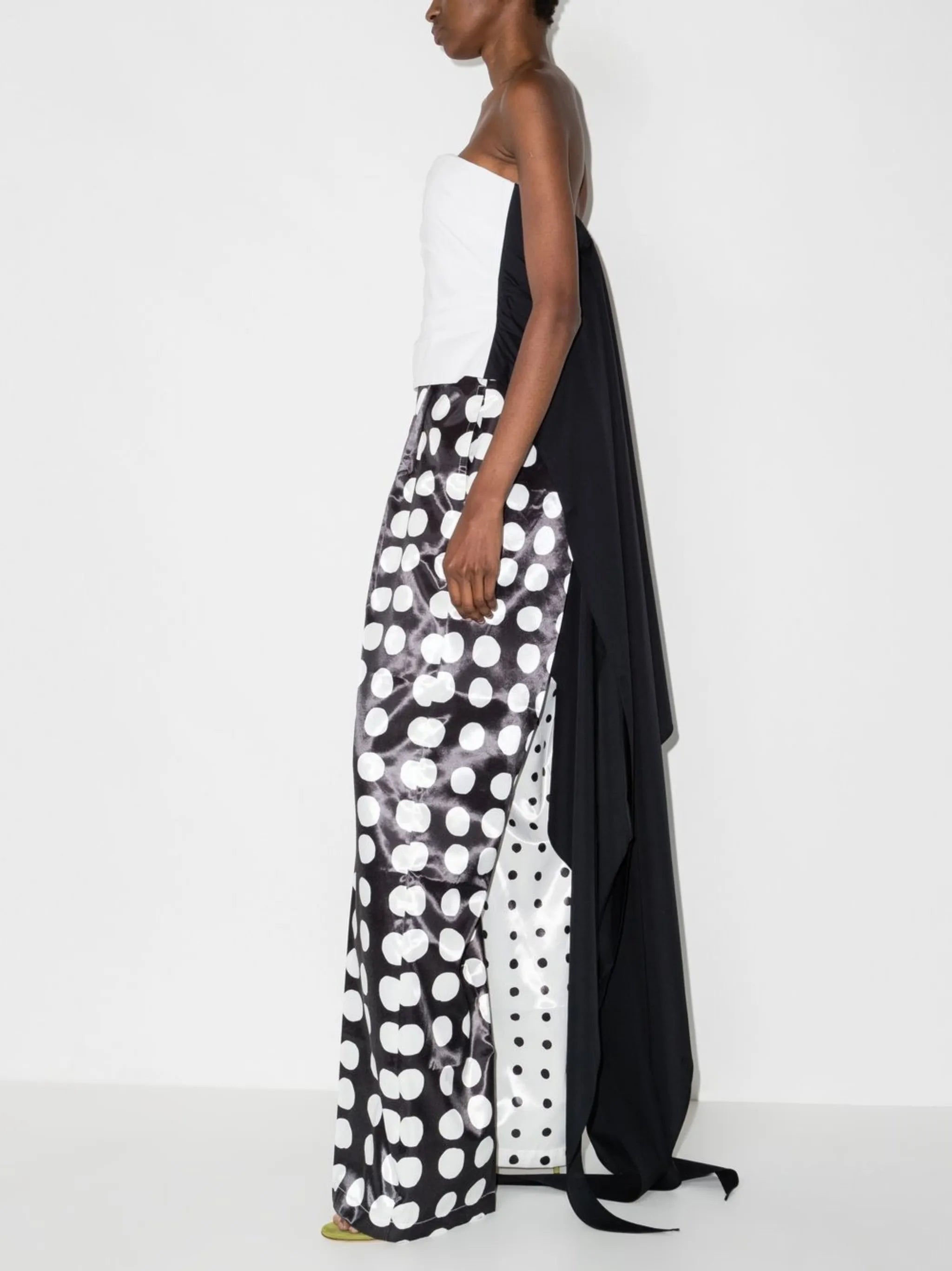 drape-detail strapless top
