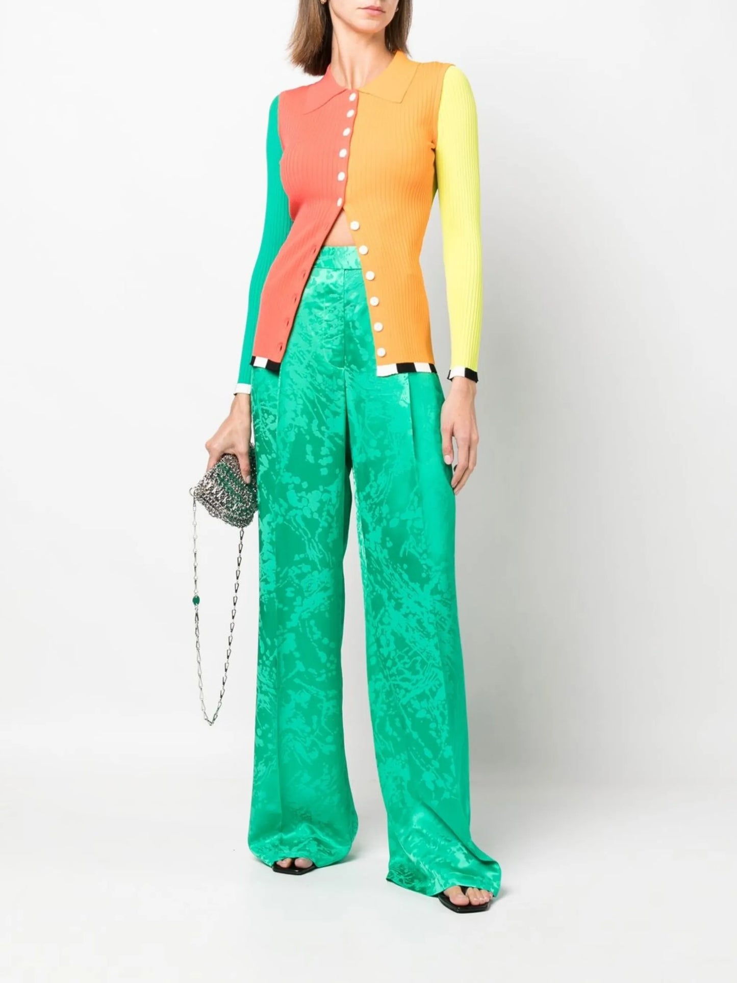 jacquard high-waisted trousers