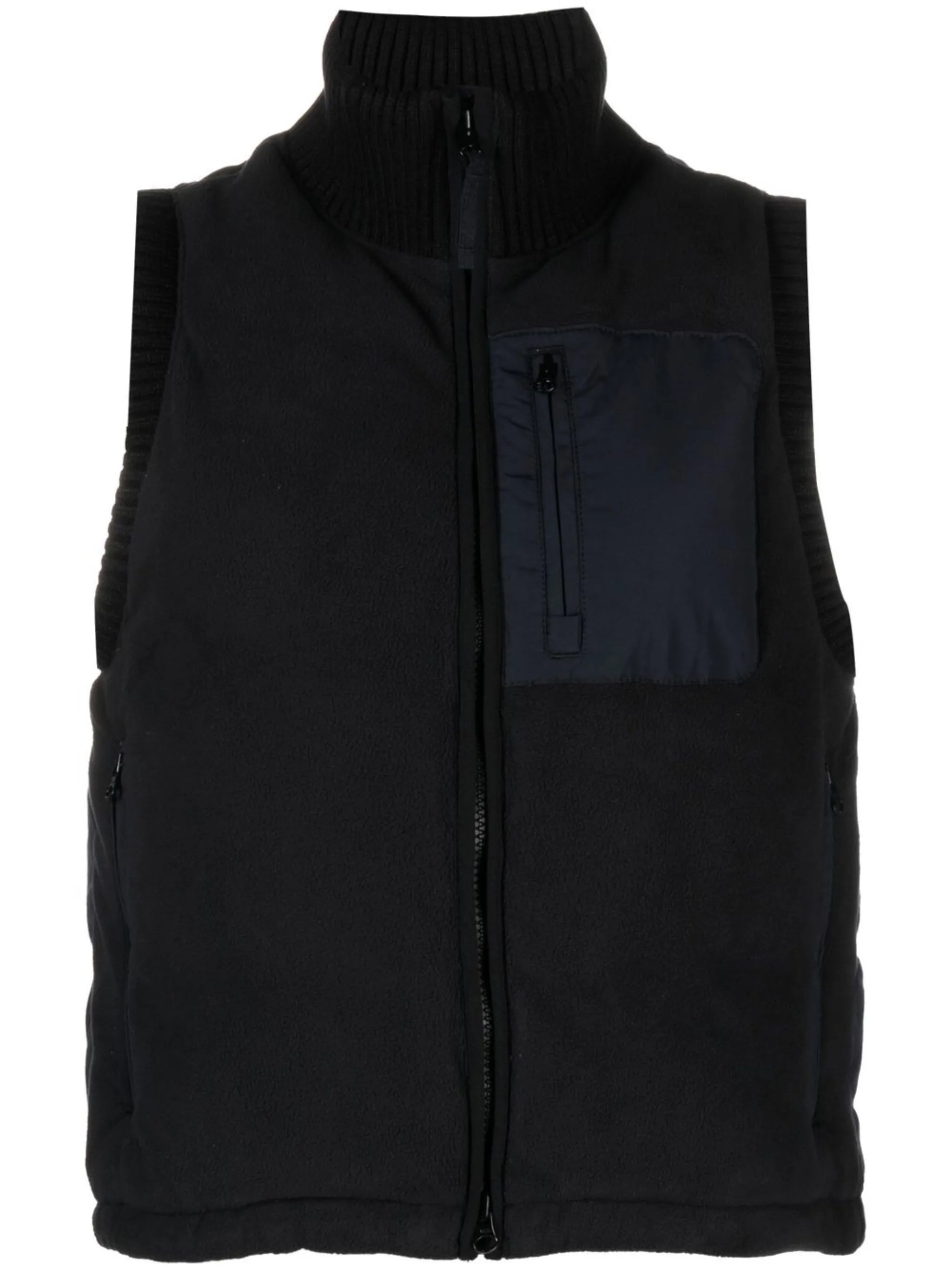 zip-fastening sleeveless jacket
