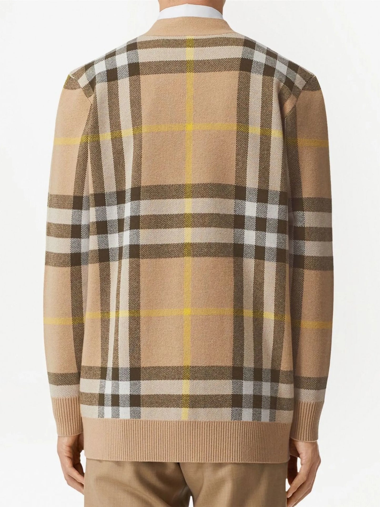 checked V-neck cardigan