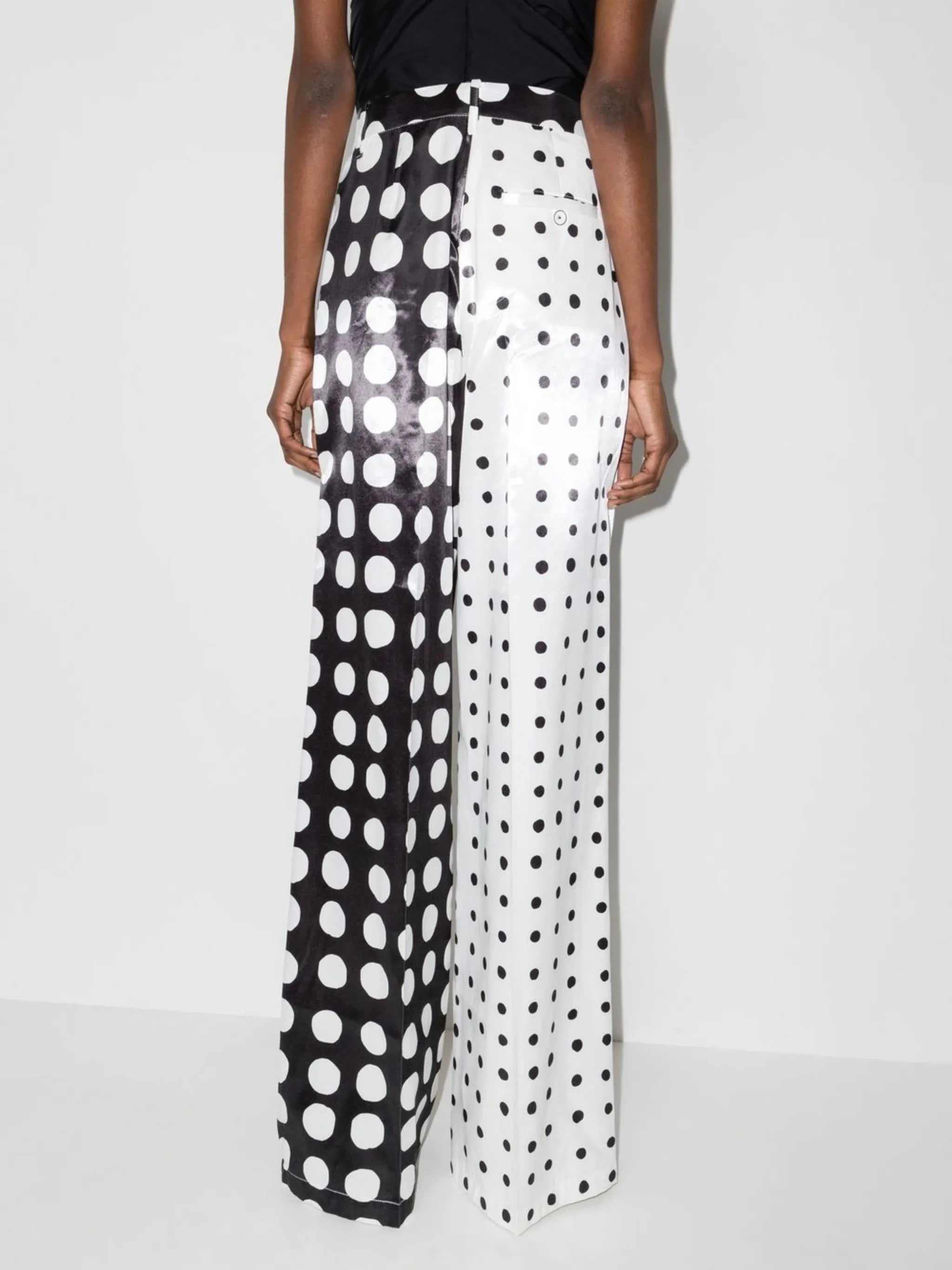 polka-dot wide-leg trousers
