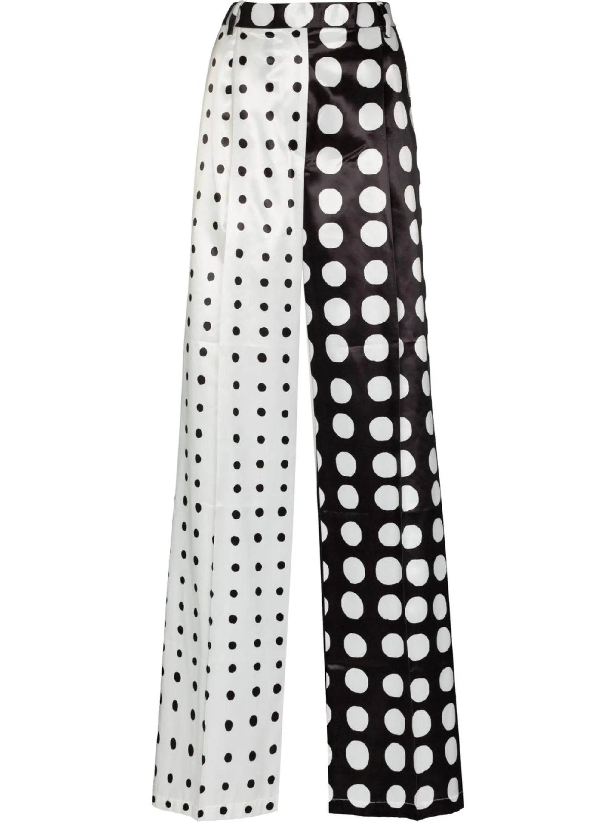 polka-dot wide-leg trousers