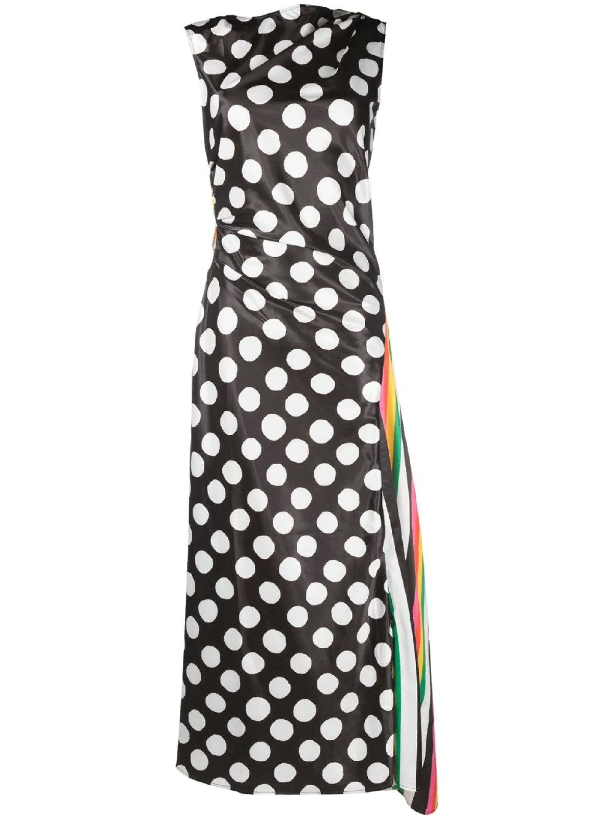 ruched multi-print maxi dress