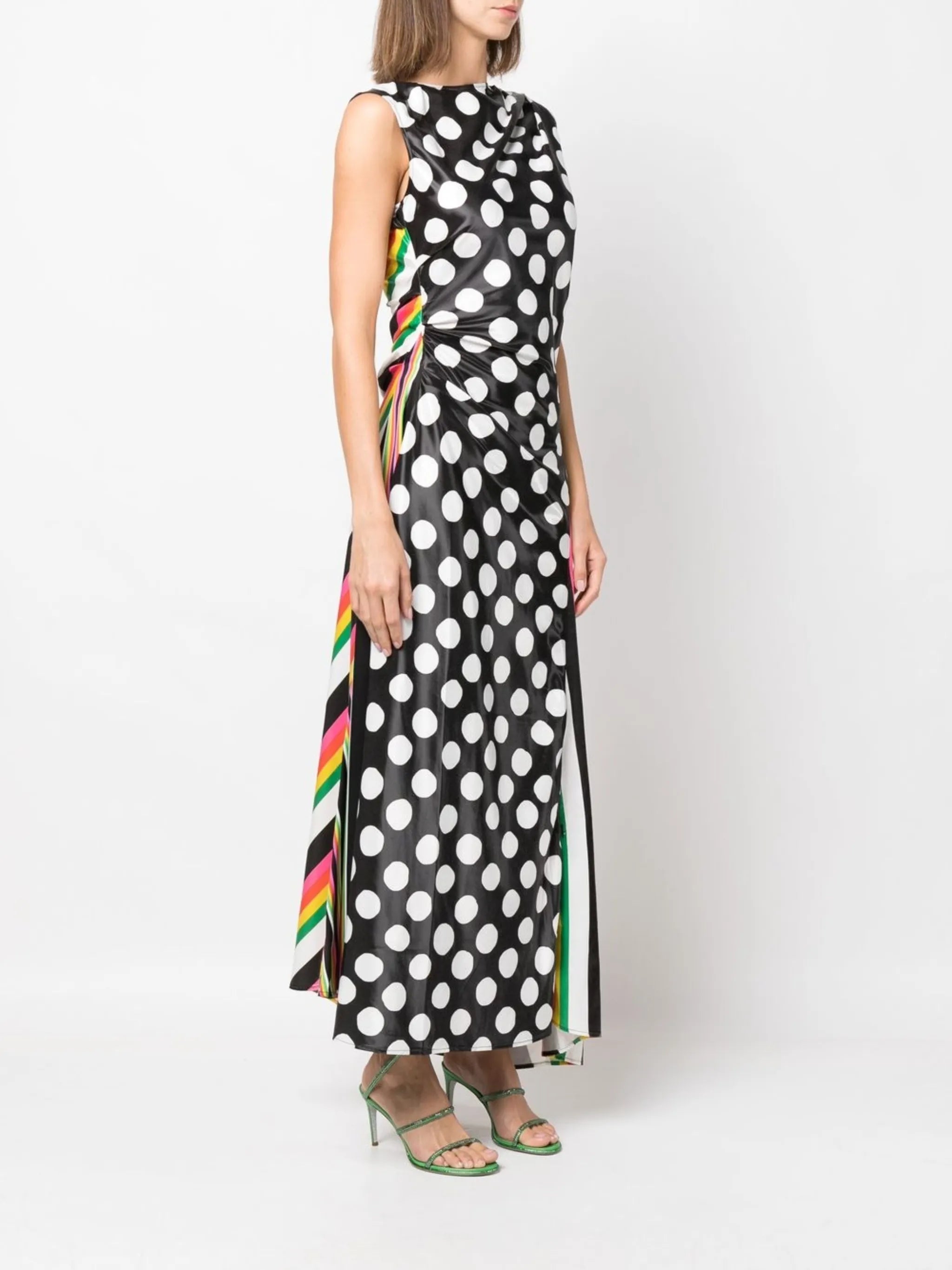 ruched multi-print maxi dress