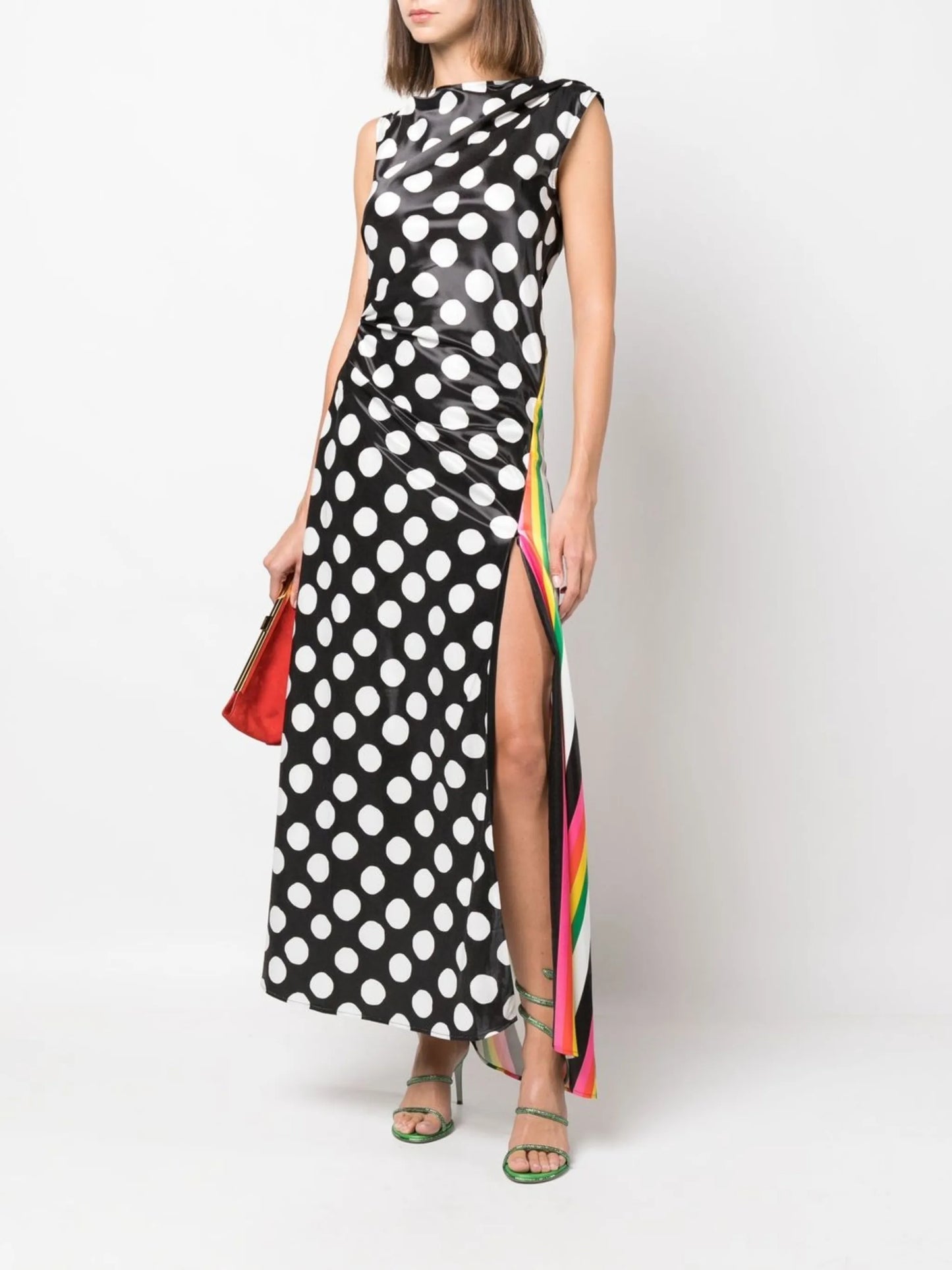 ruched multi-print maxi dress