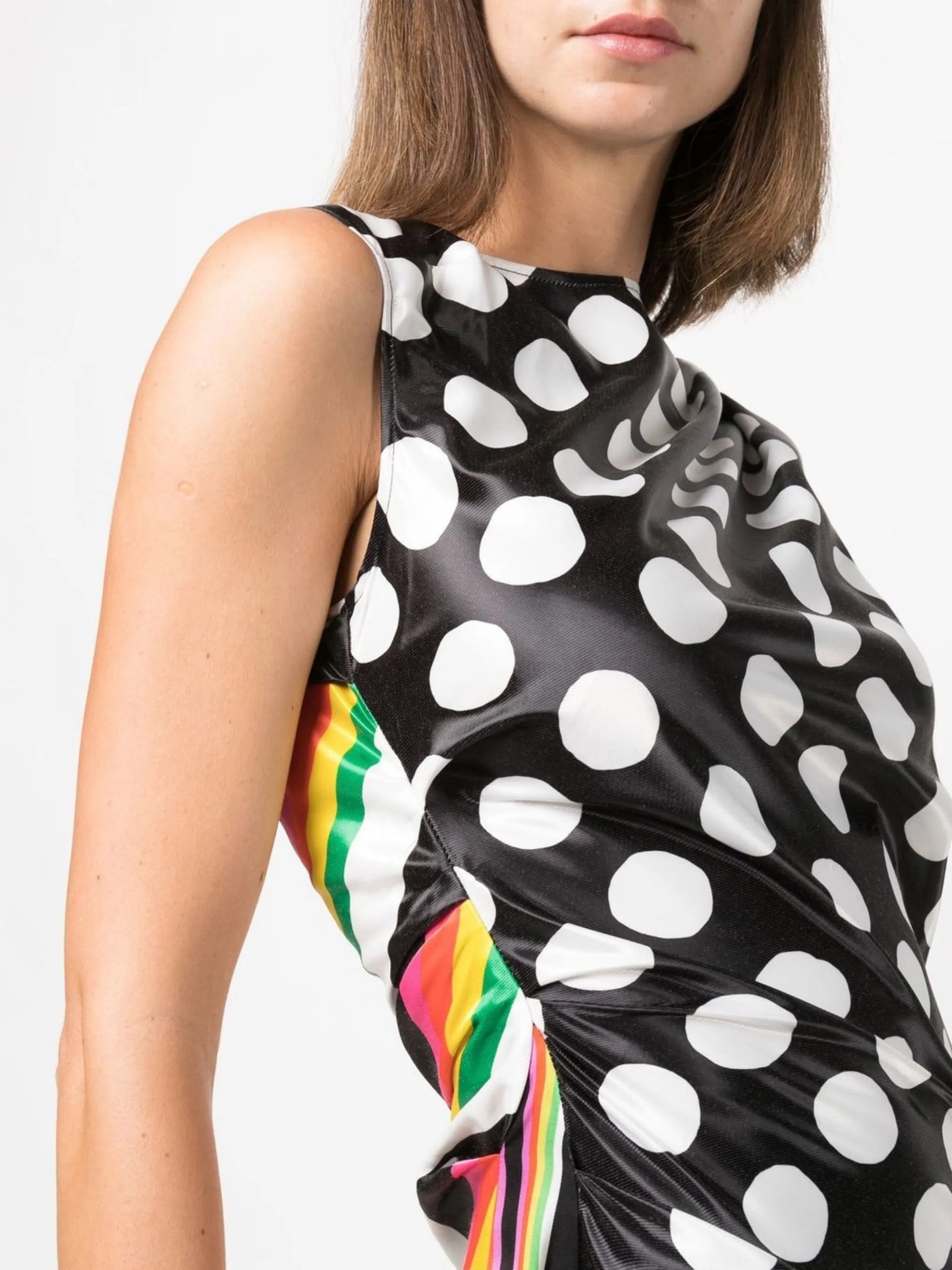 ruched multi-print maxi dress