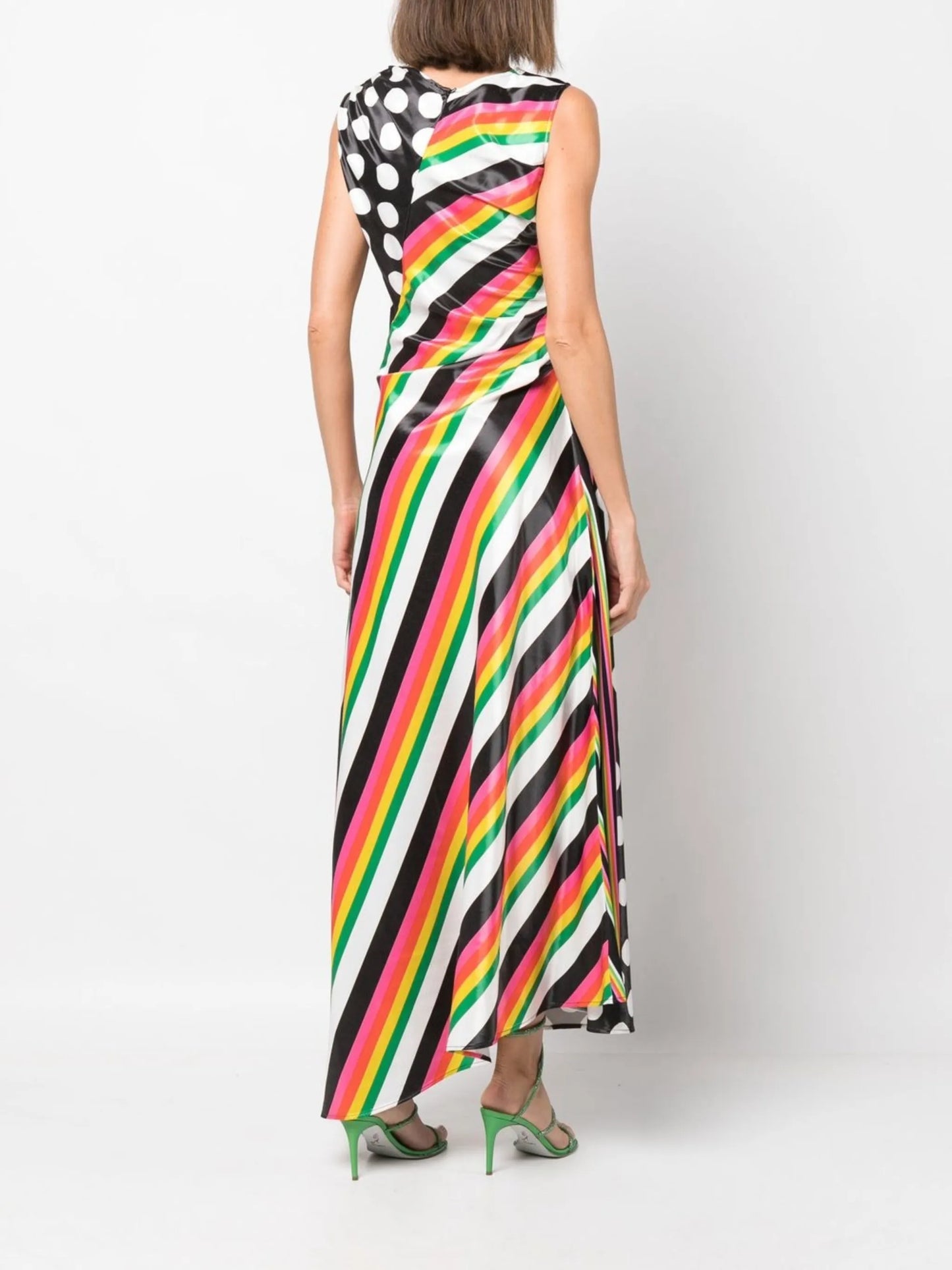 ruched multi-print maxi dress