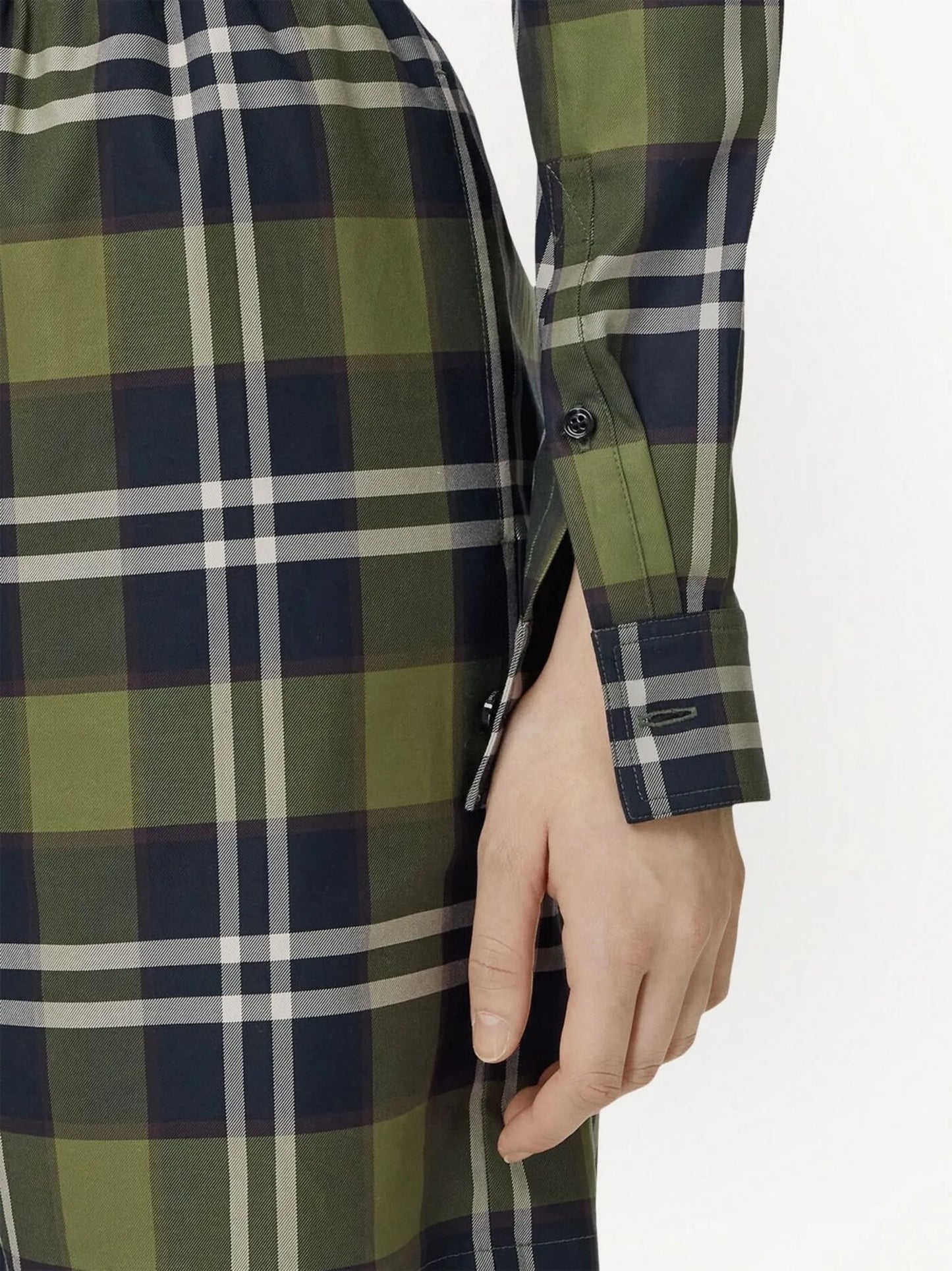 checked twill shorts