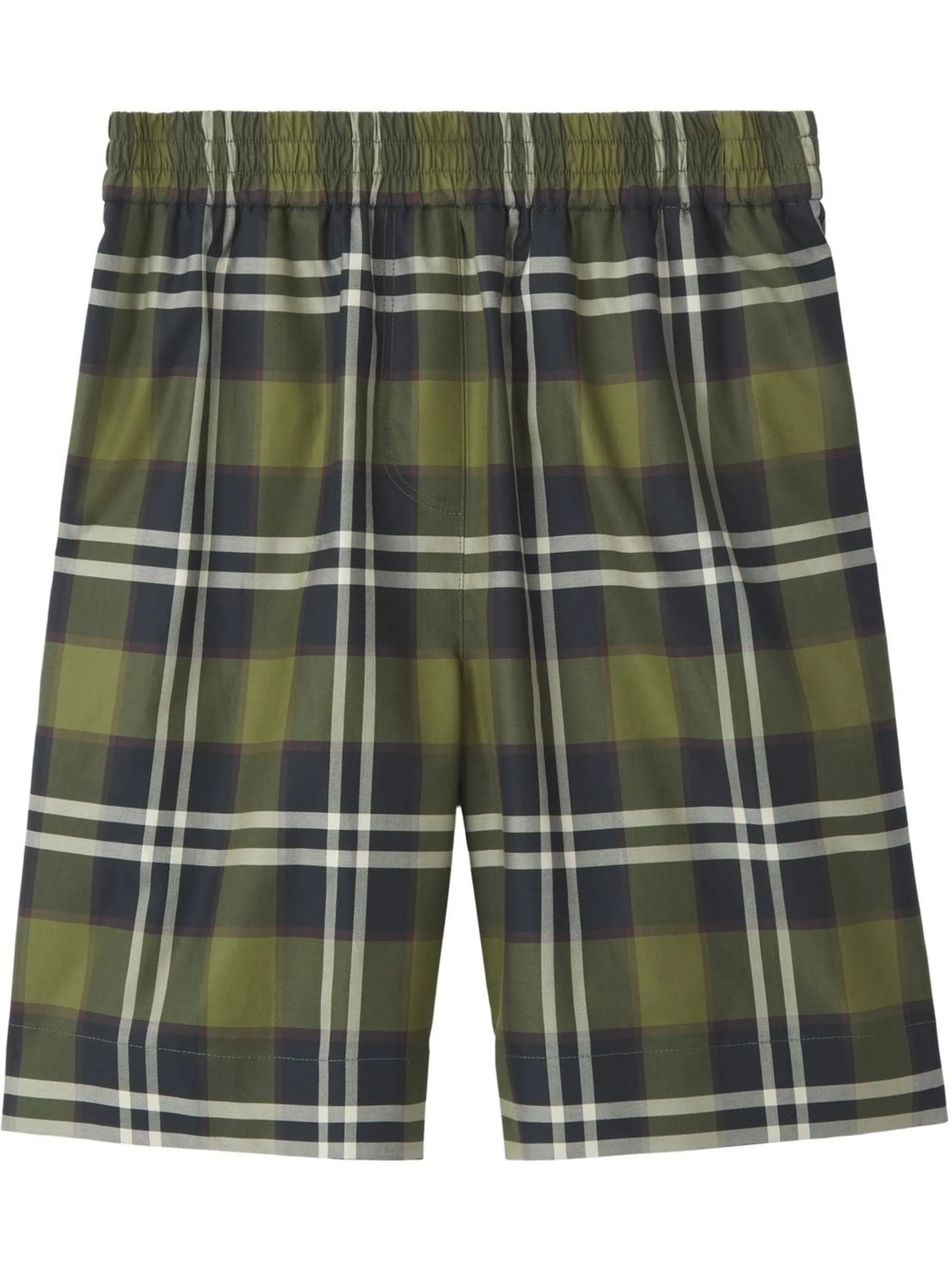 checked twill shorts