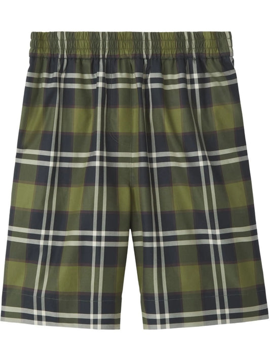 checked twill shorts