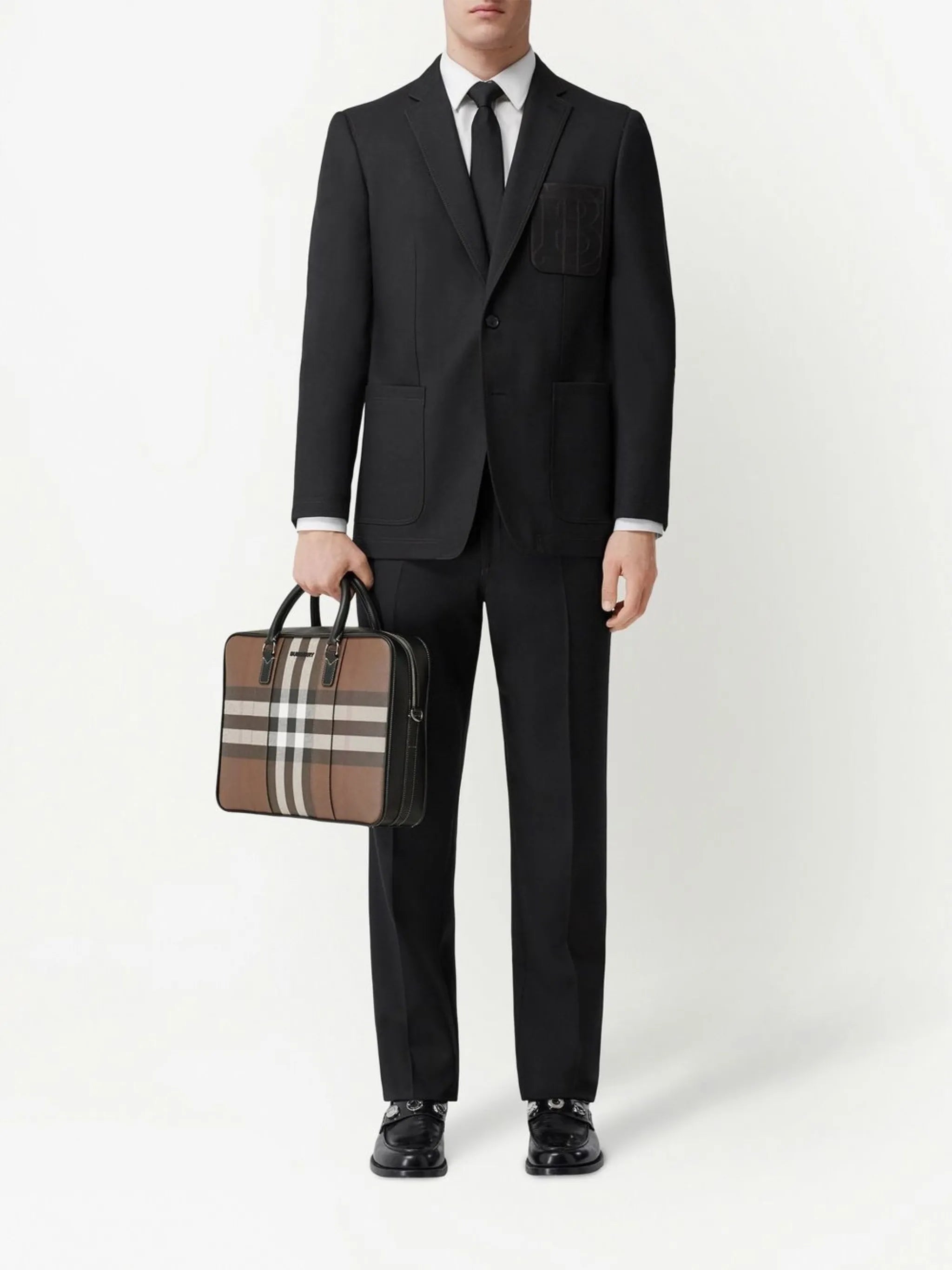 Vintage Check print briefcase
