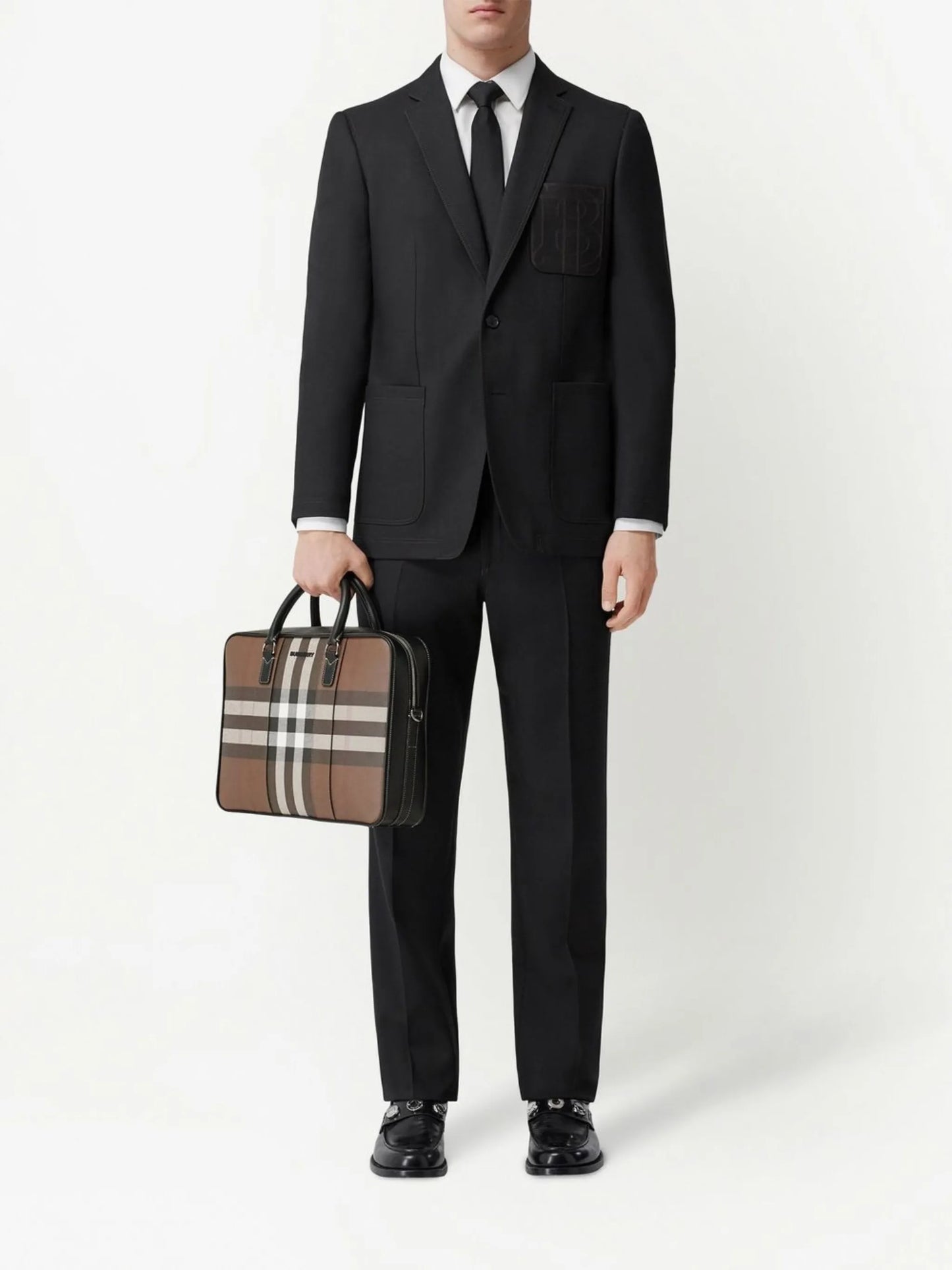 Vintage Check print briefcase