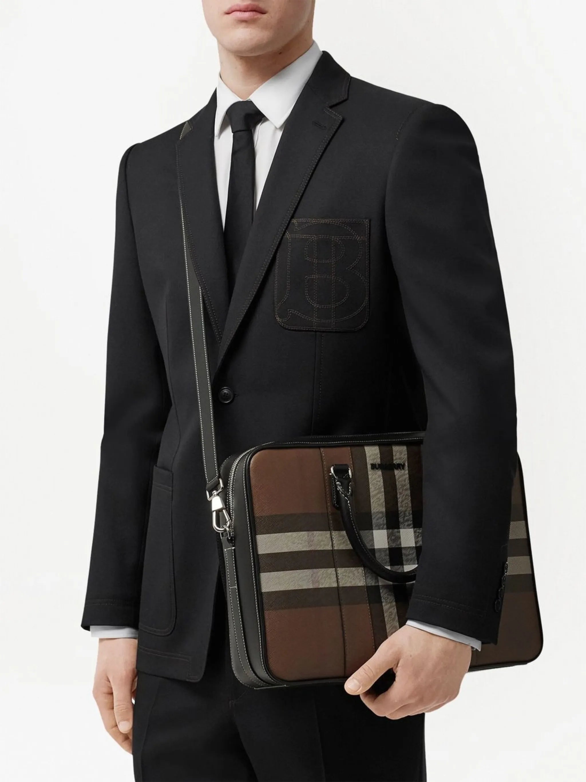 Vintage Check print briefcase