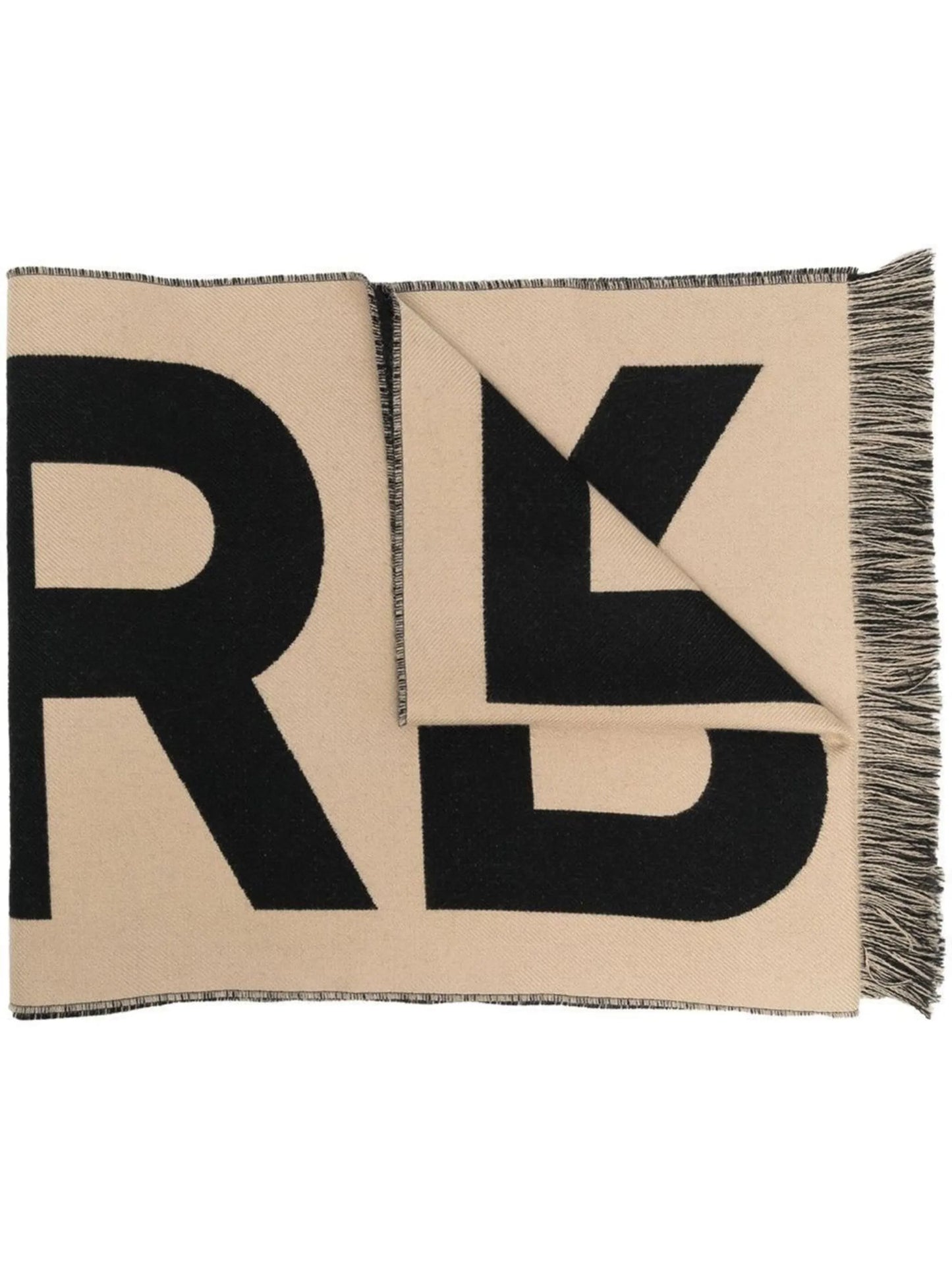 logo-jacquard wool scarf