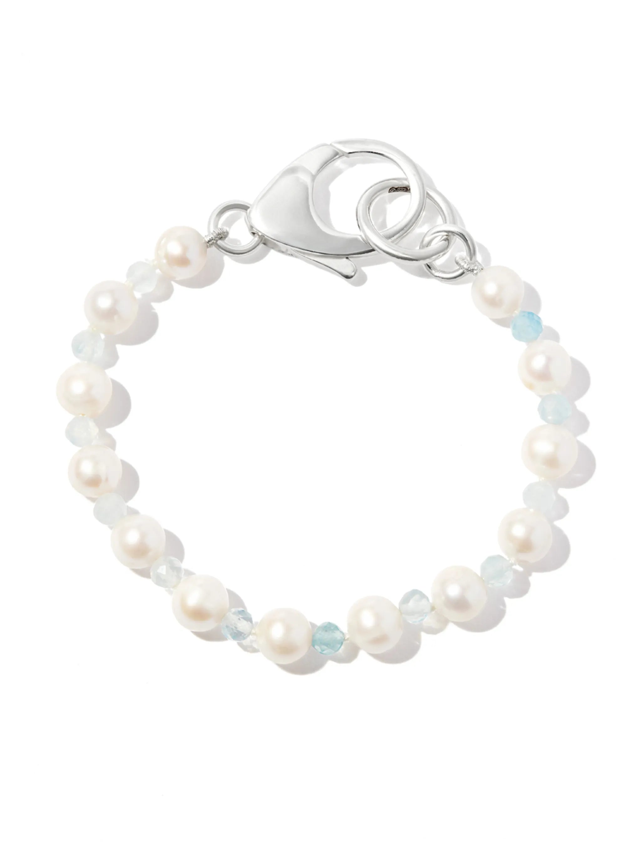 silver pearl and bead bracelet