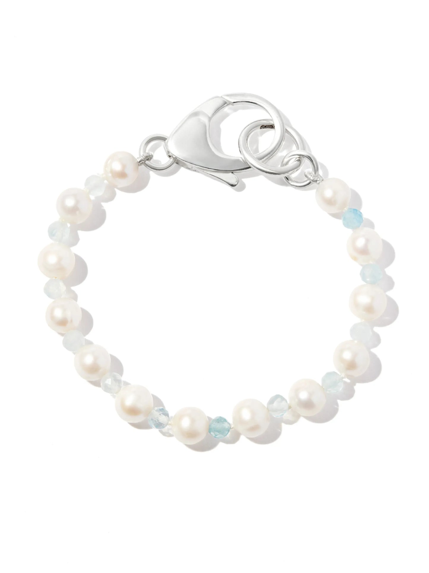 silver pearl and bead bracelet