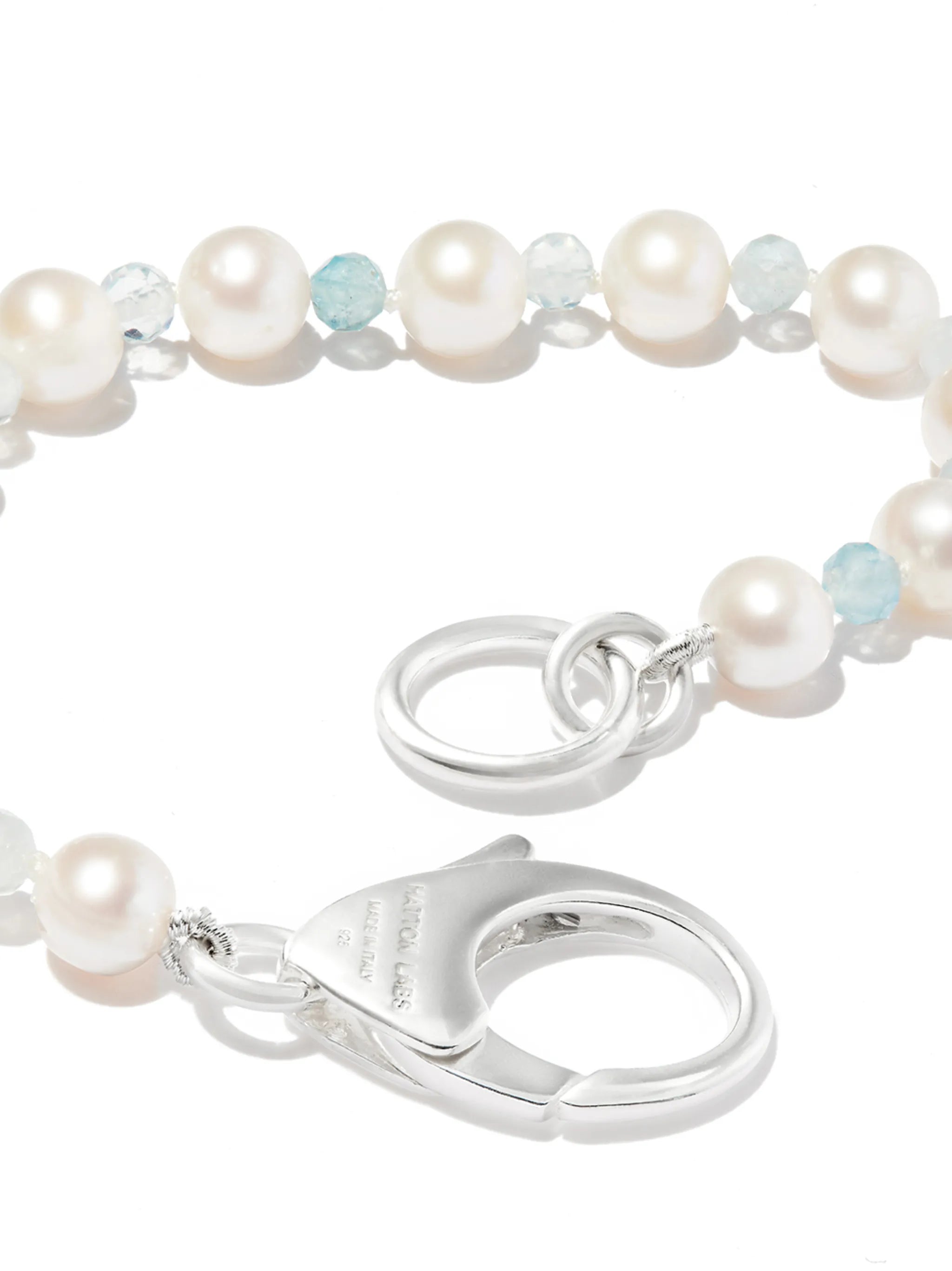 silver pearl and bead bracelet