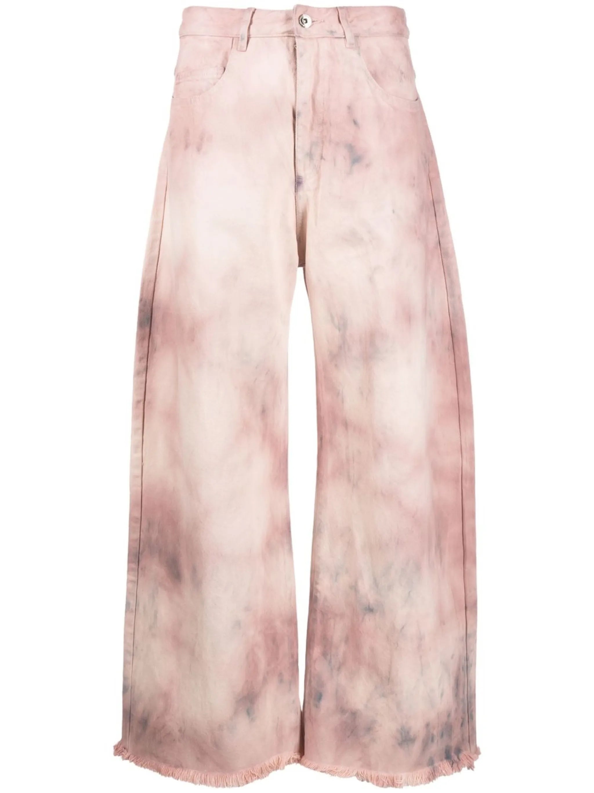 tie-dye print wide leg jeans