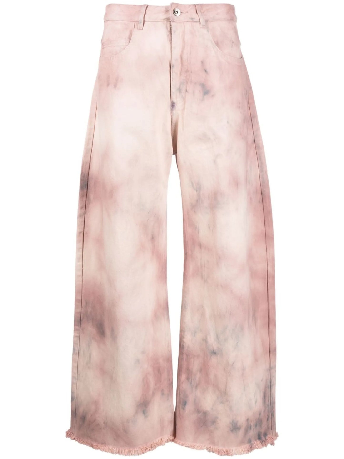 tie-dye print wide leg jeans