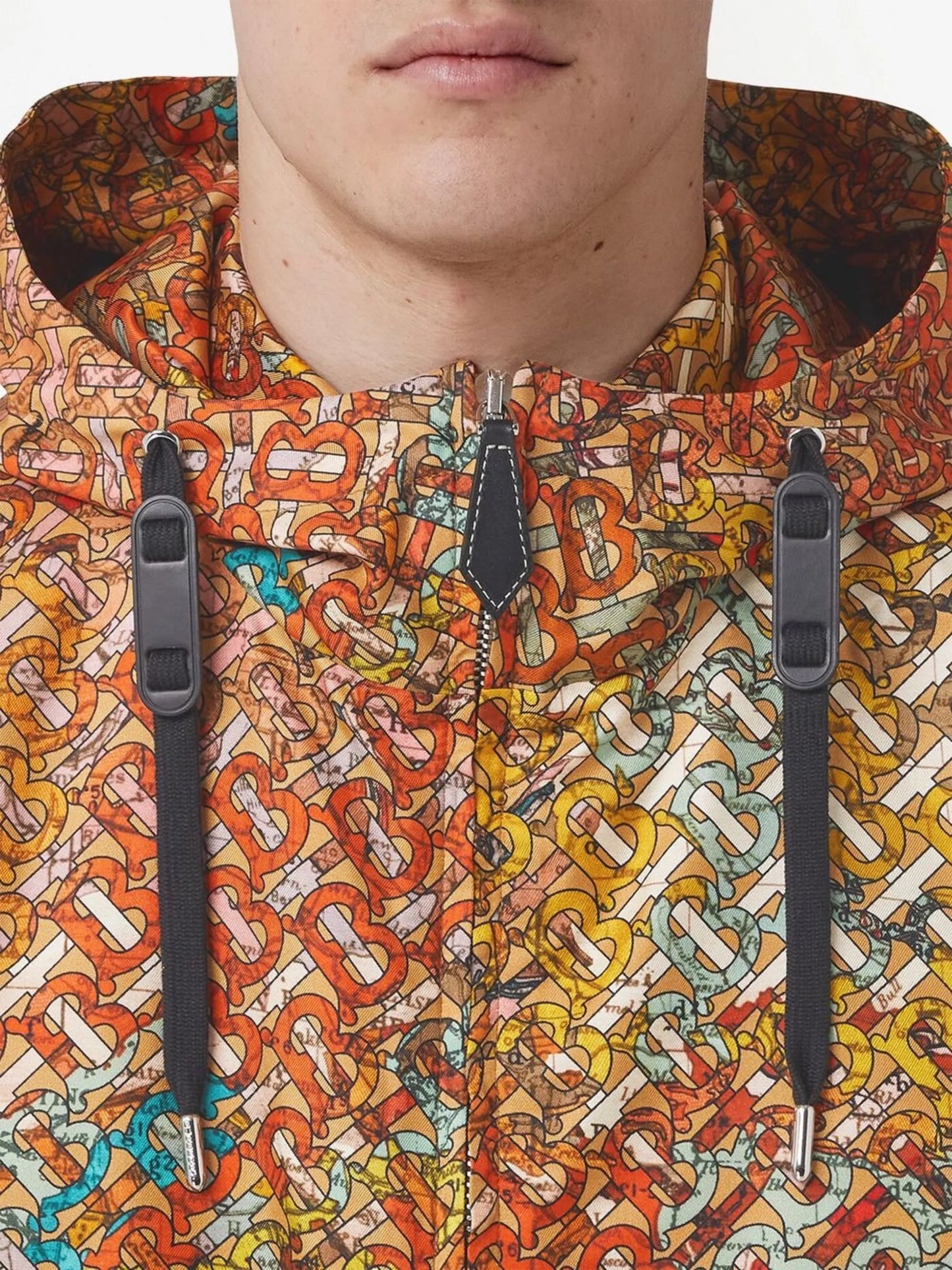 monogram map-print hooded jacket