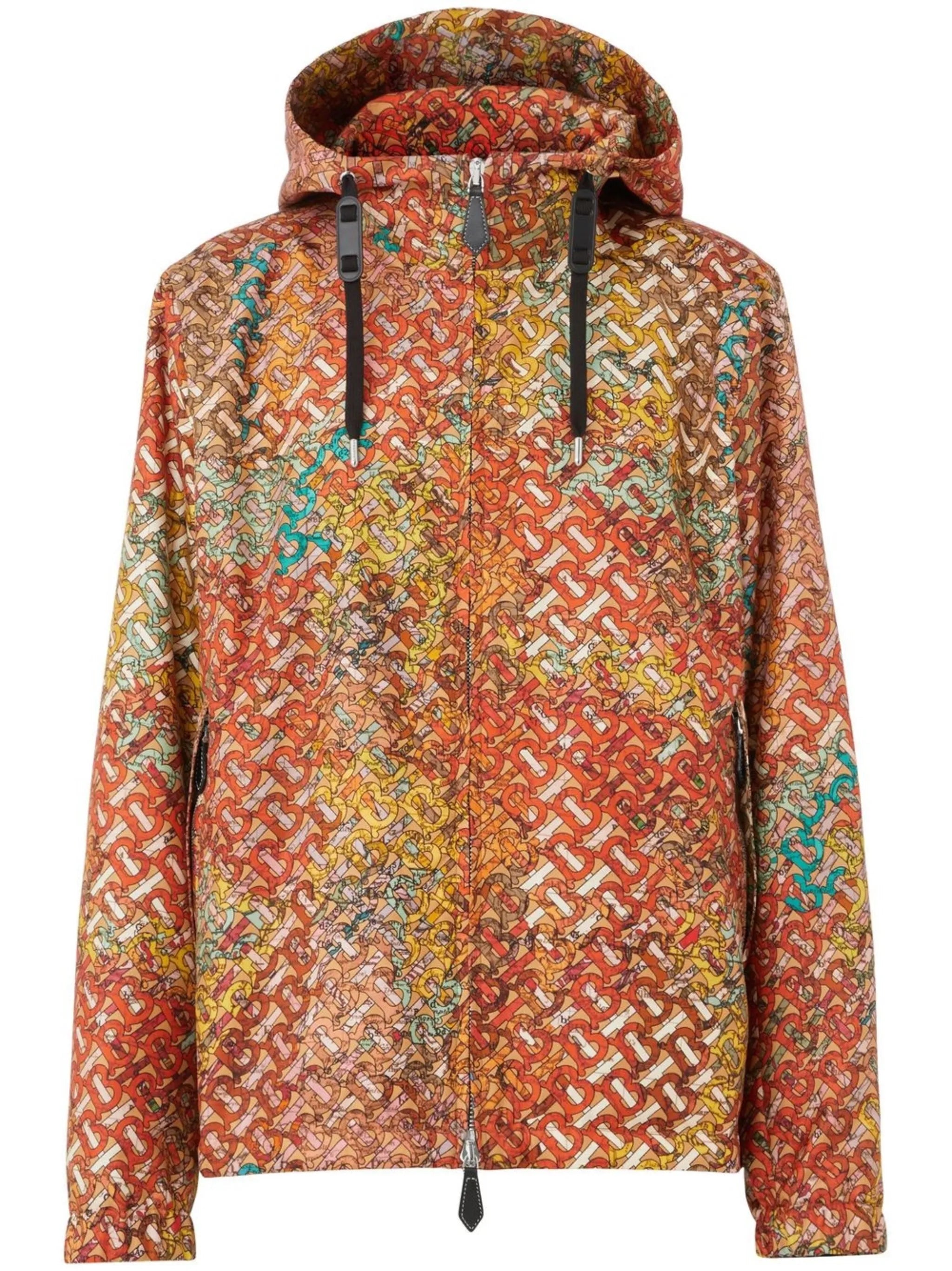 monogram map-print hooded jacket