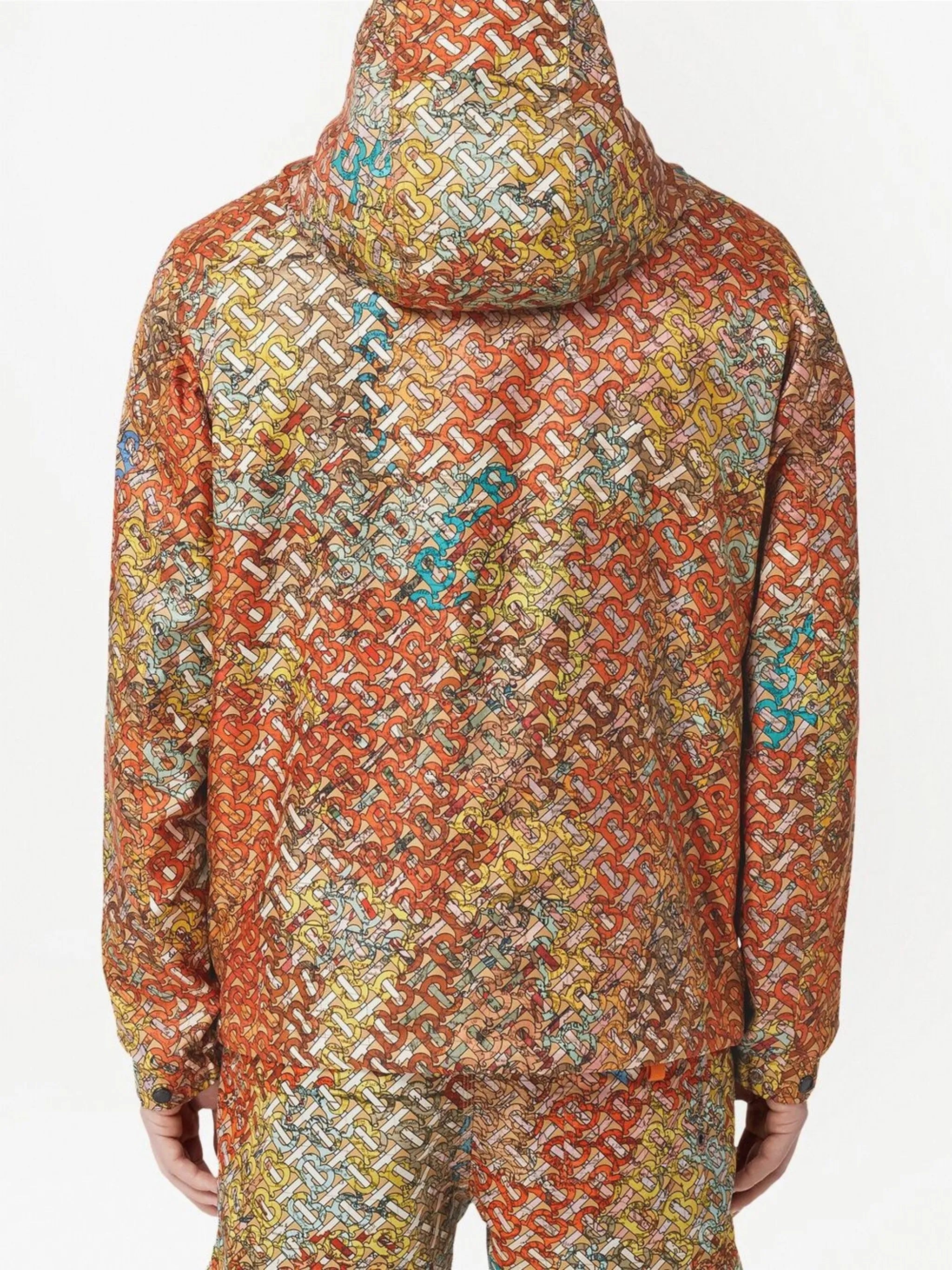 monogram map-print hooded jacket