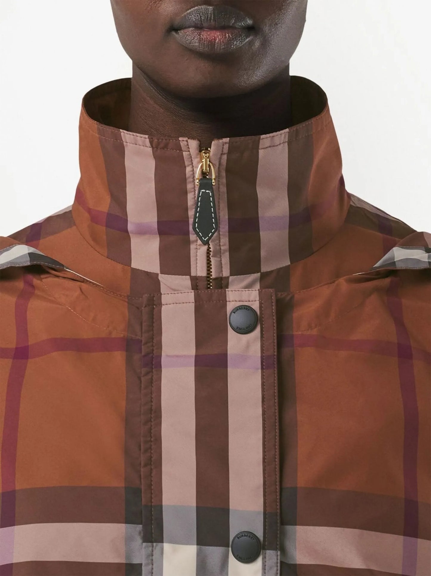 checked hooded jacket