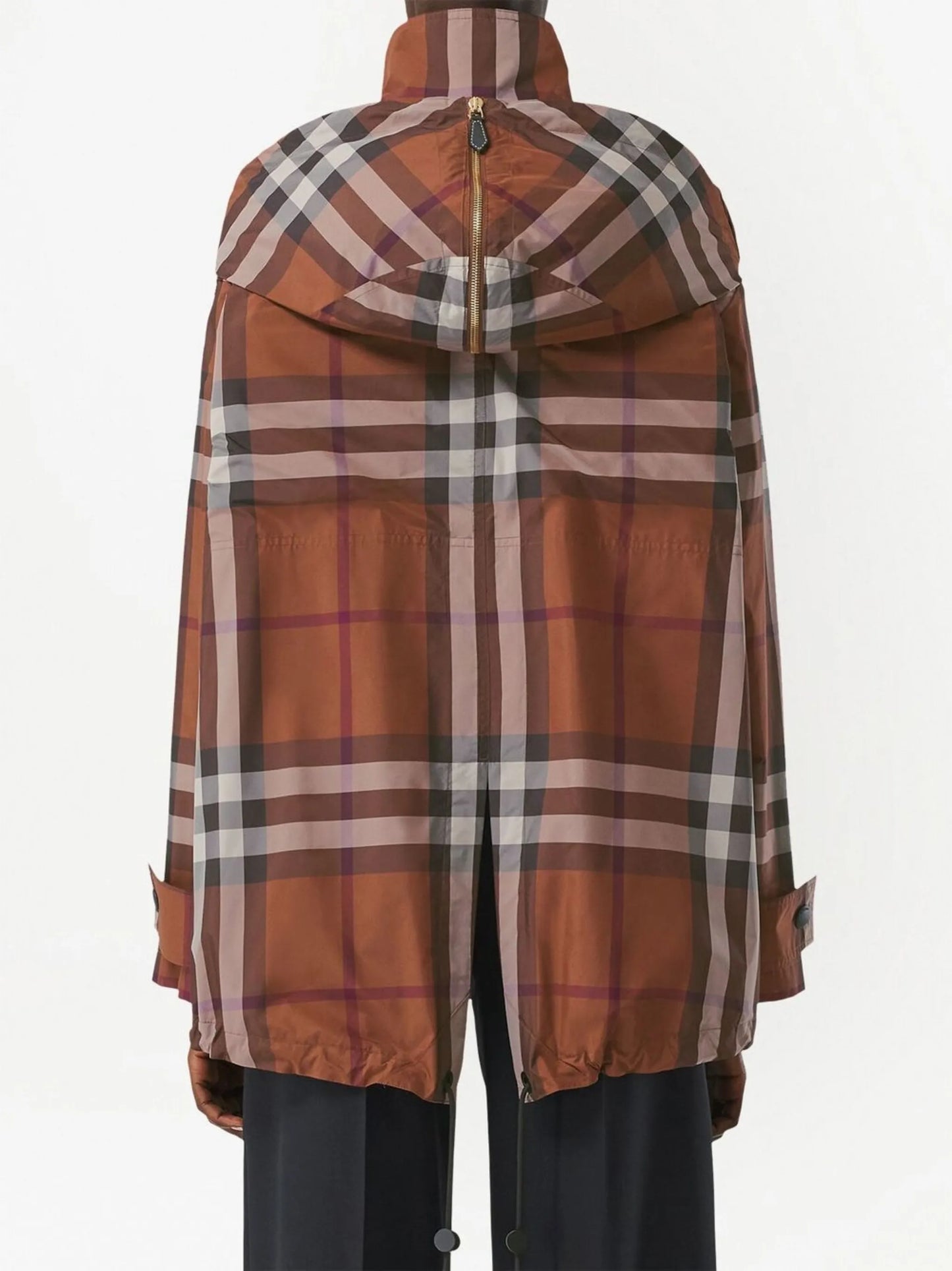 checked hooded jacket