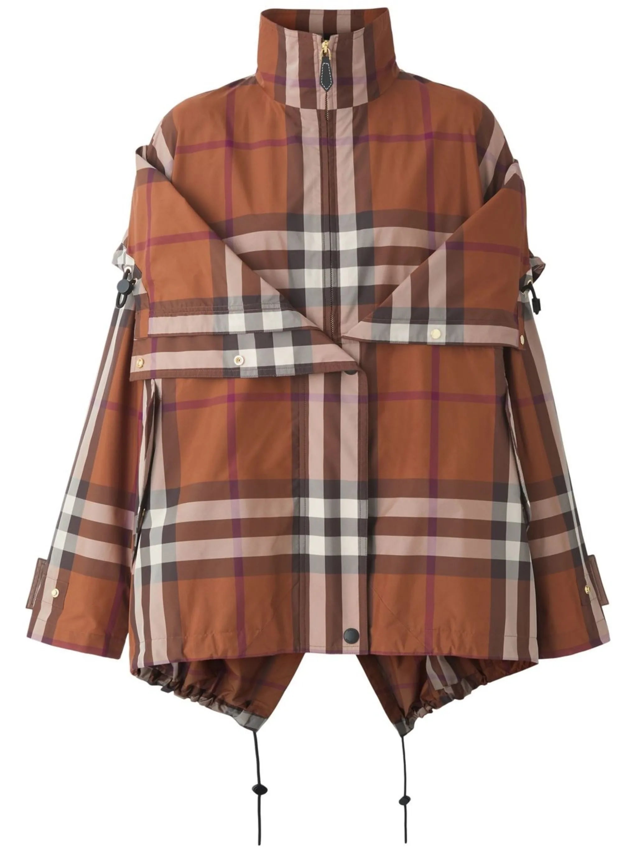 checked hooded jacket