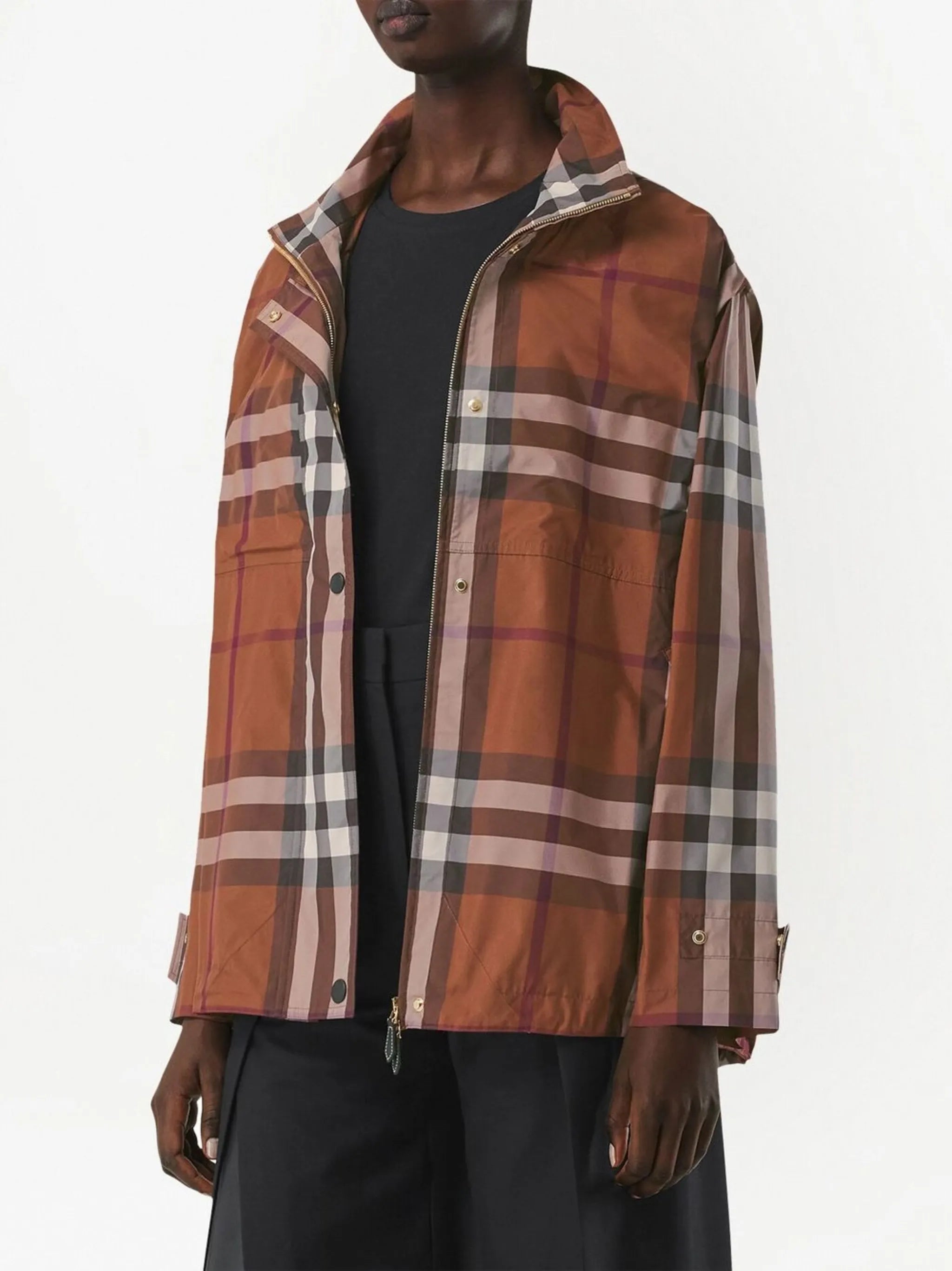 checked hooded jacket