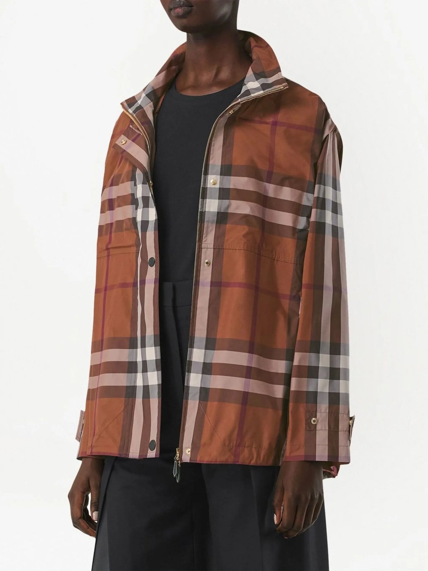 checked hooded jacket