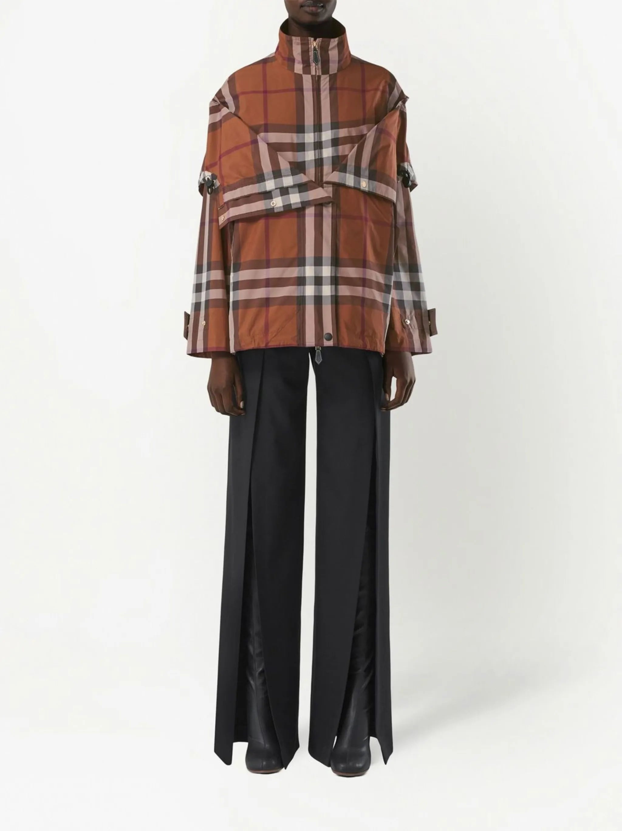 checked hooded jacket