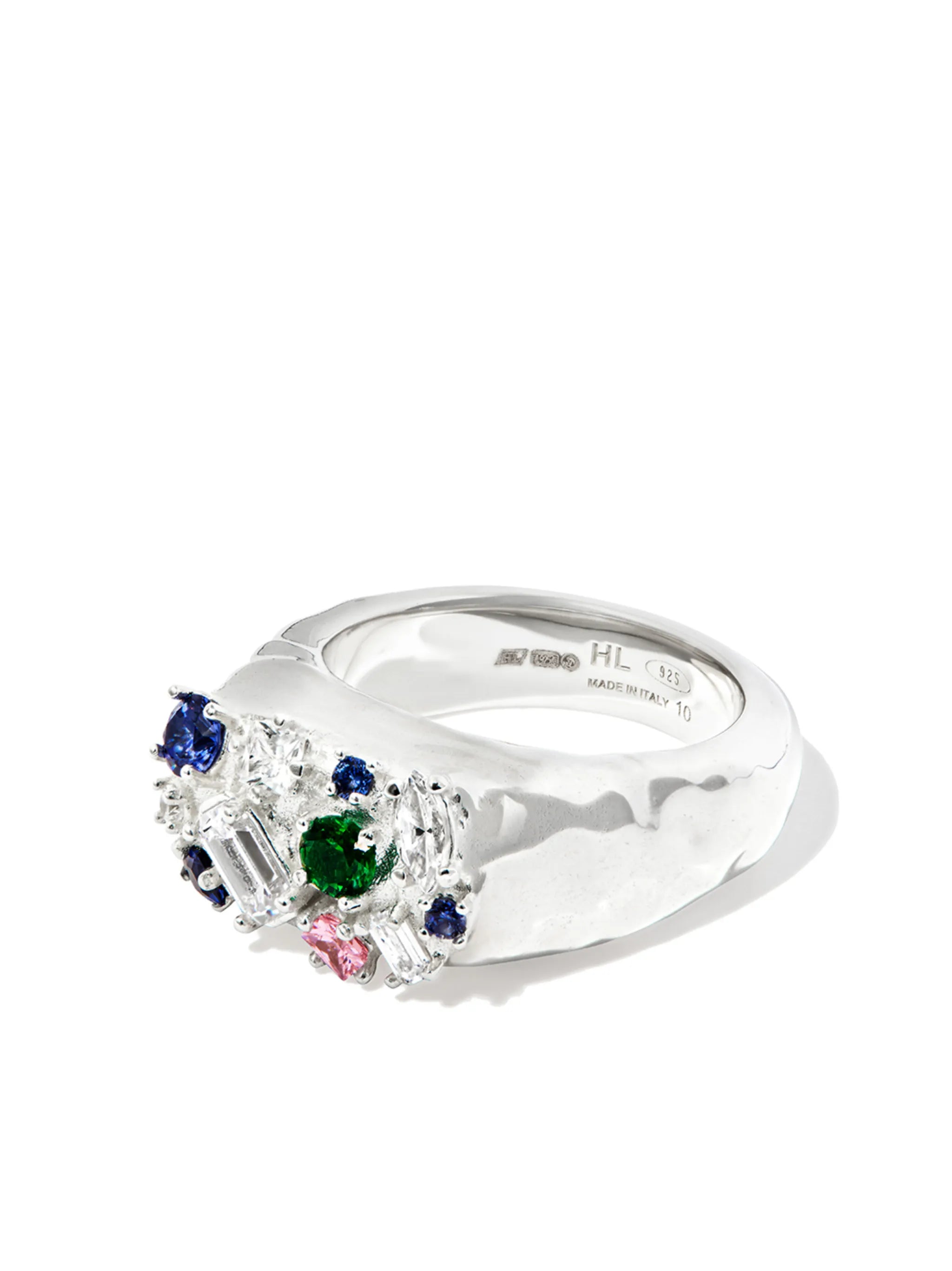 silver Croisette mult-stone ring