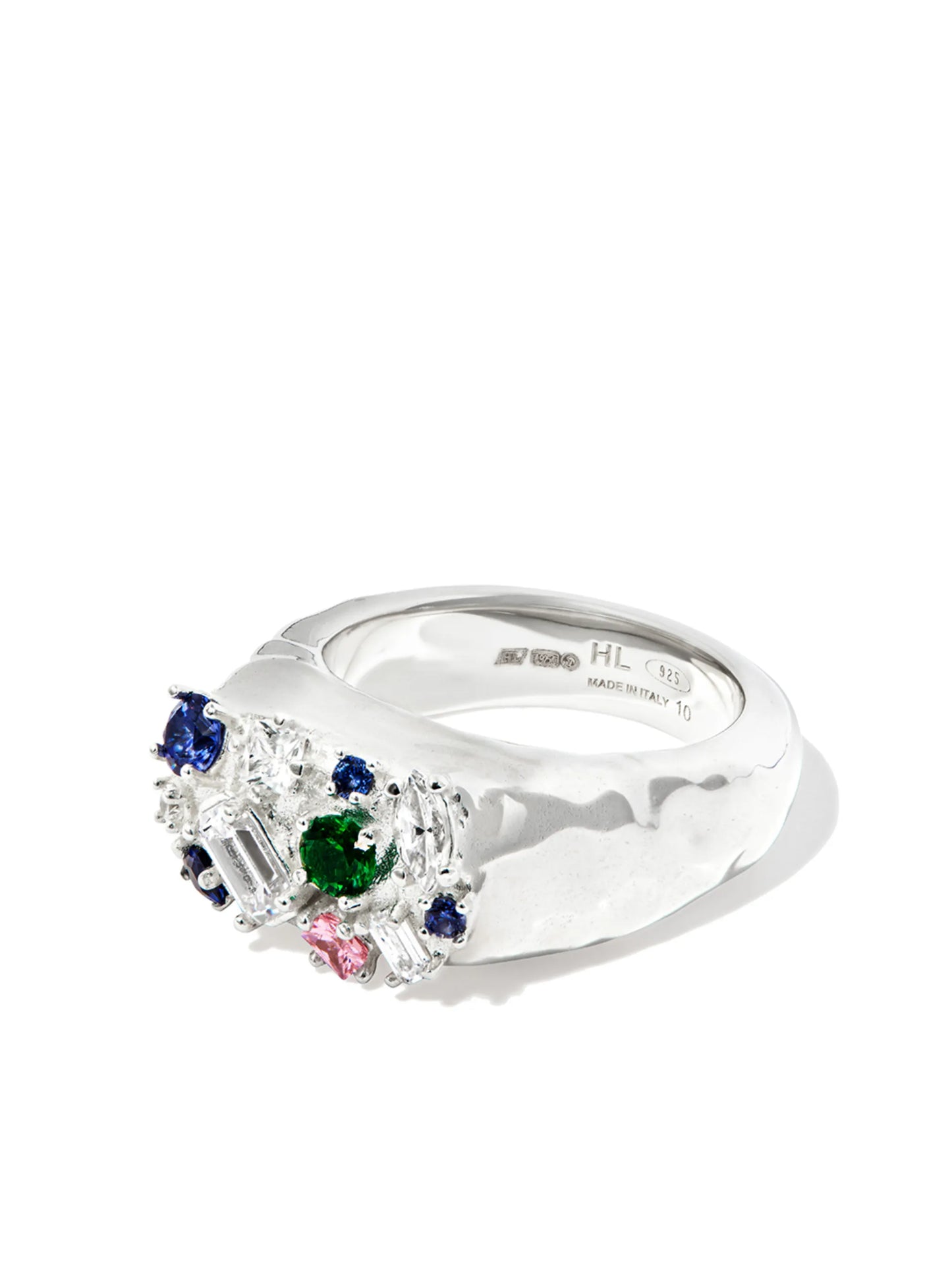 silver Croisette mult-stone ring