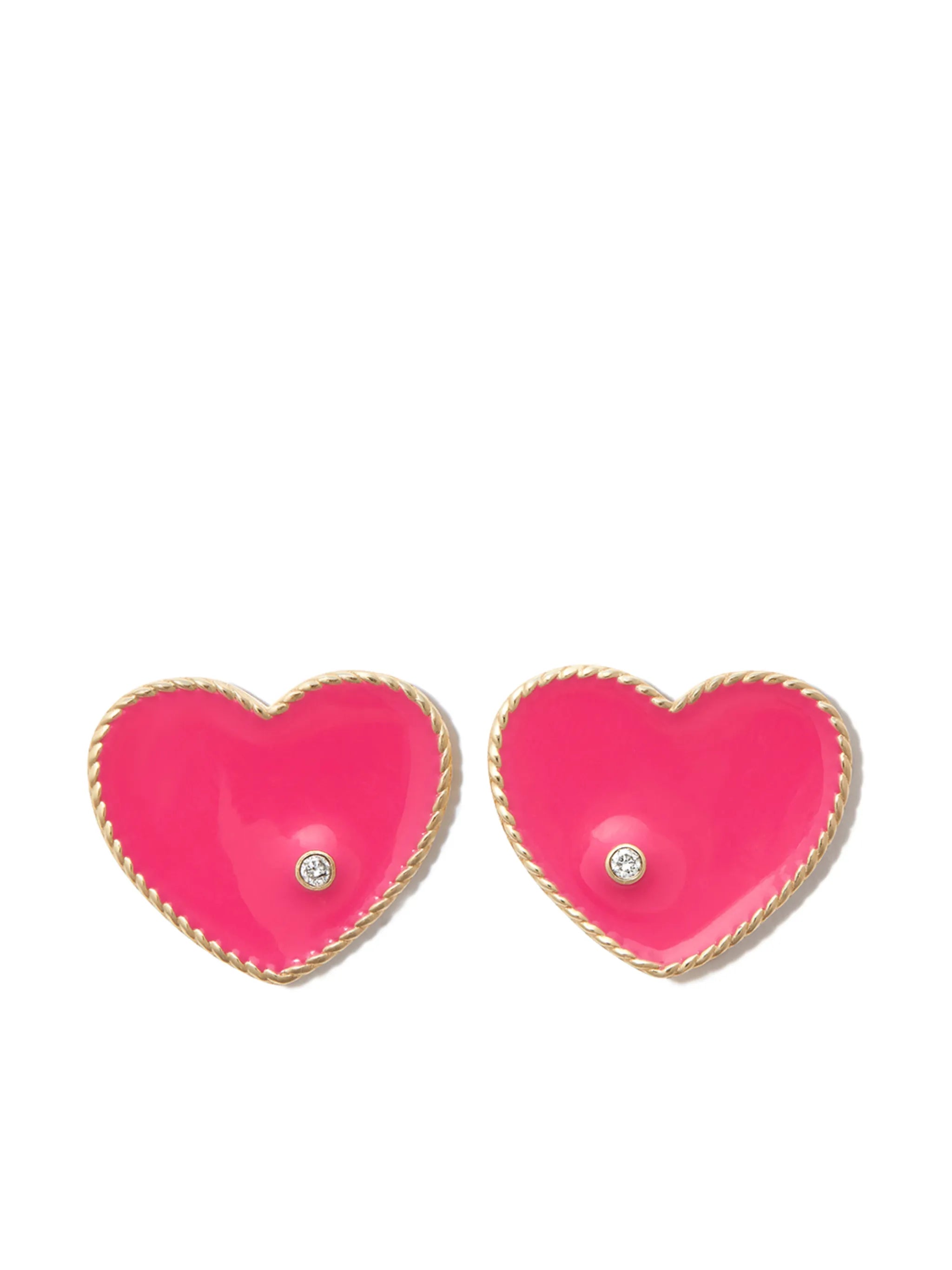 9kt yellow gold enamel and diamond earrings
