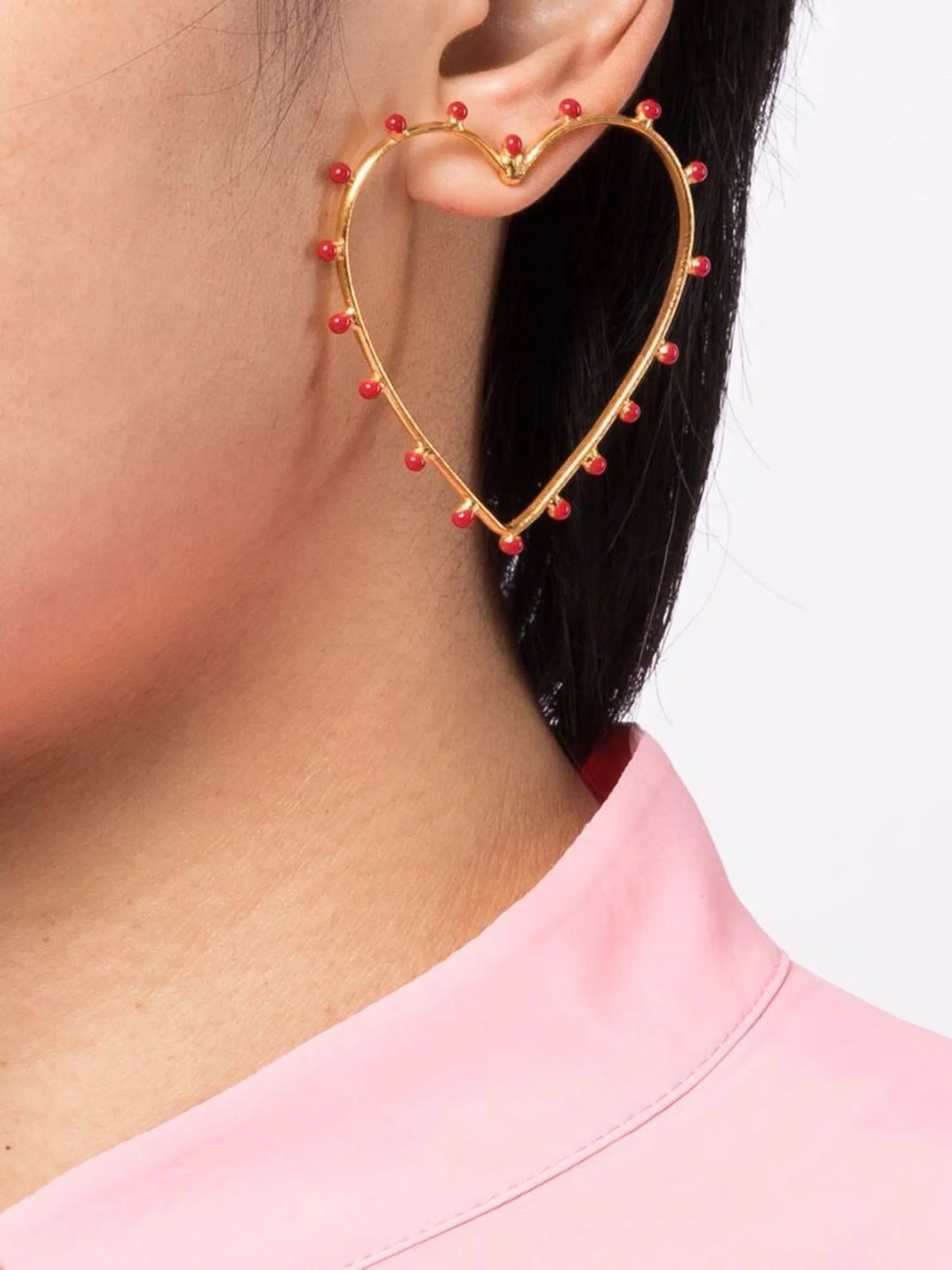embellished heart hoop earrings