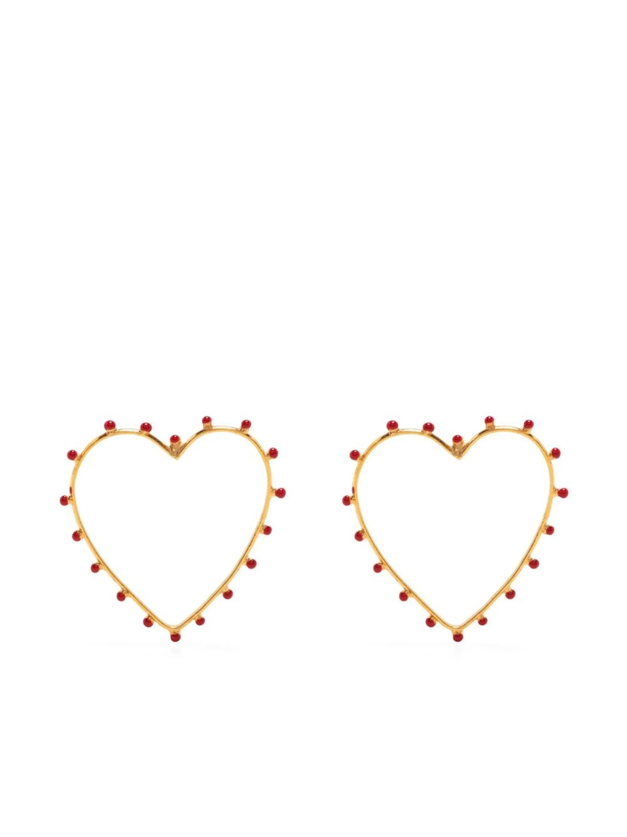embellished heart hoop earrings