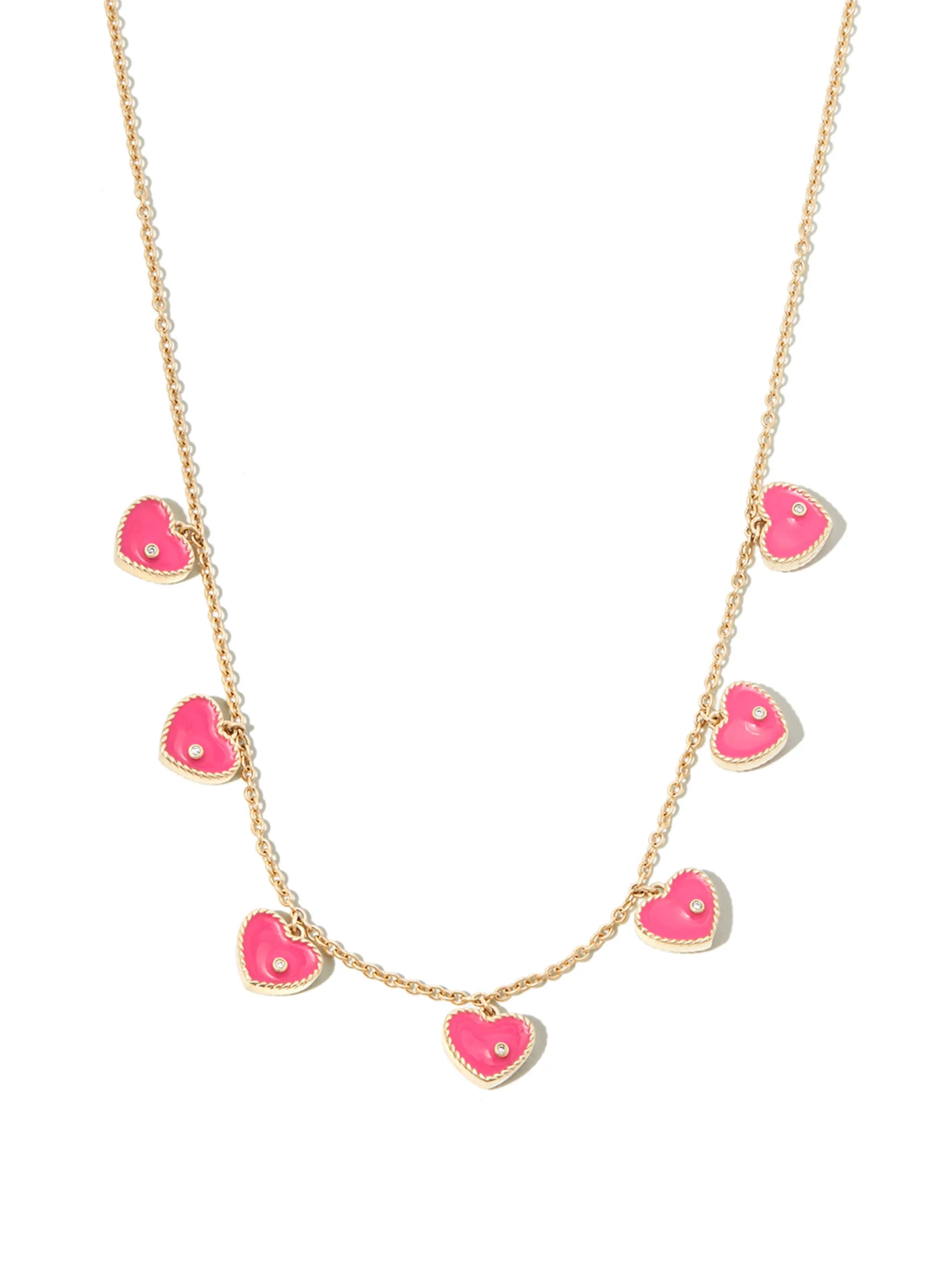 9kt yellow gold enamel and diamond necklace