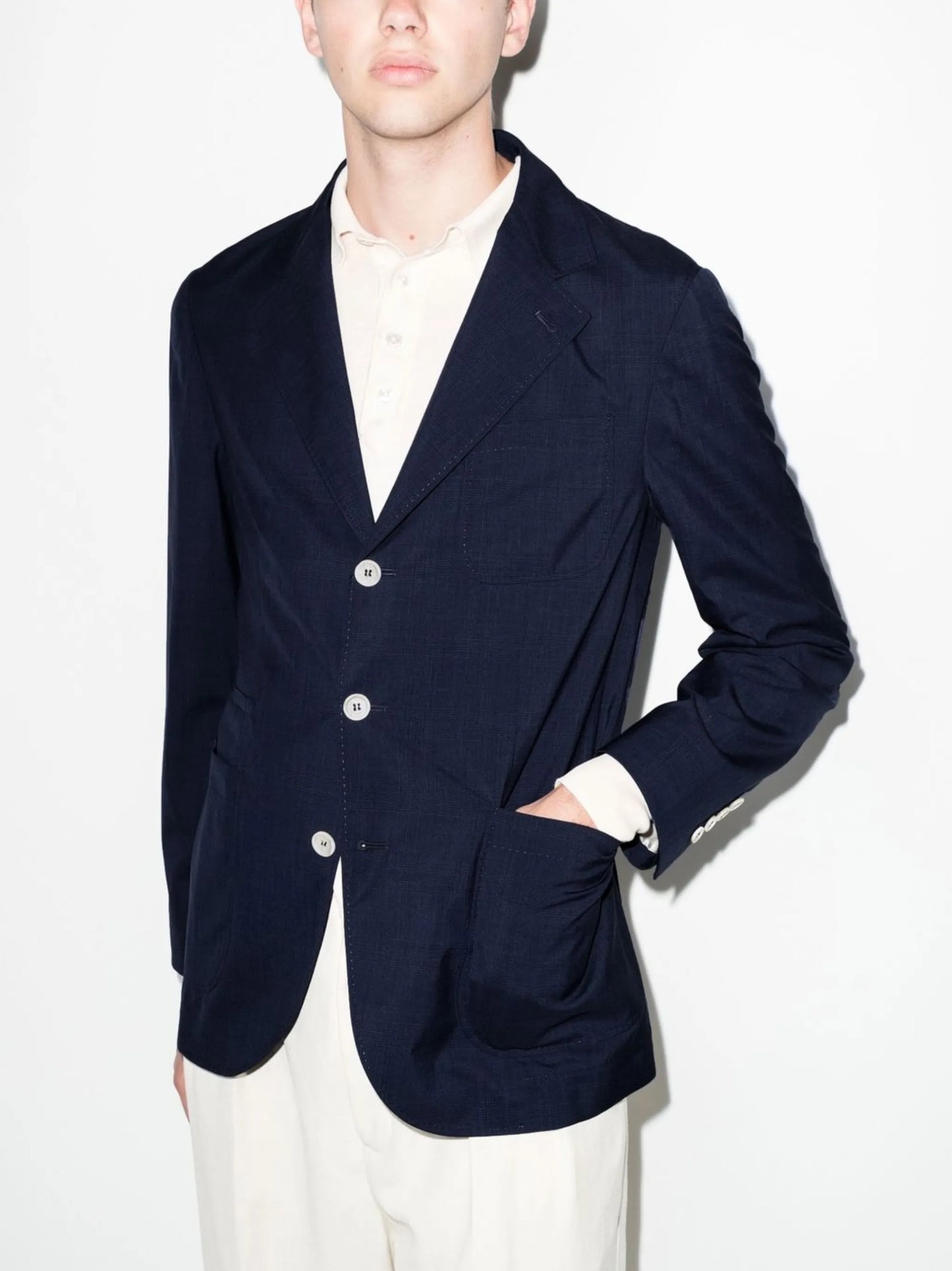 check-print single-breasted blazer