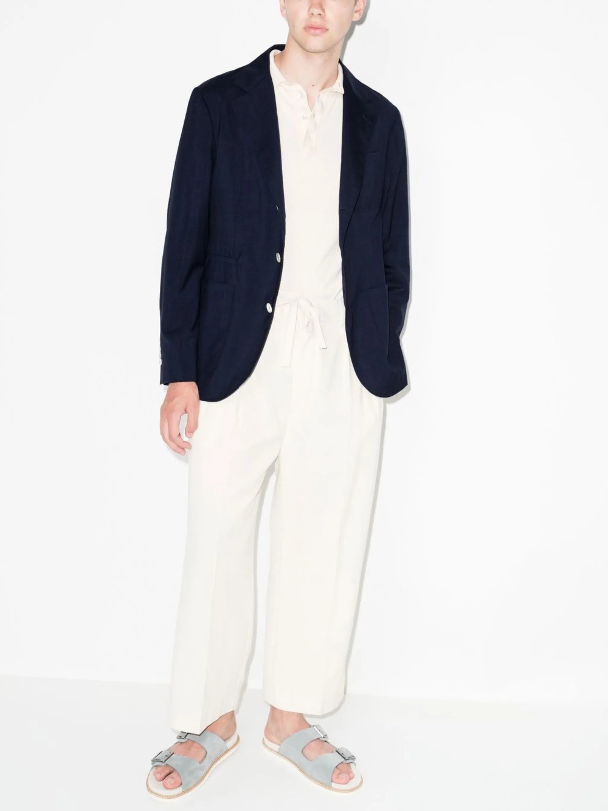 check-print single-breasted blazer