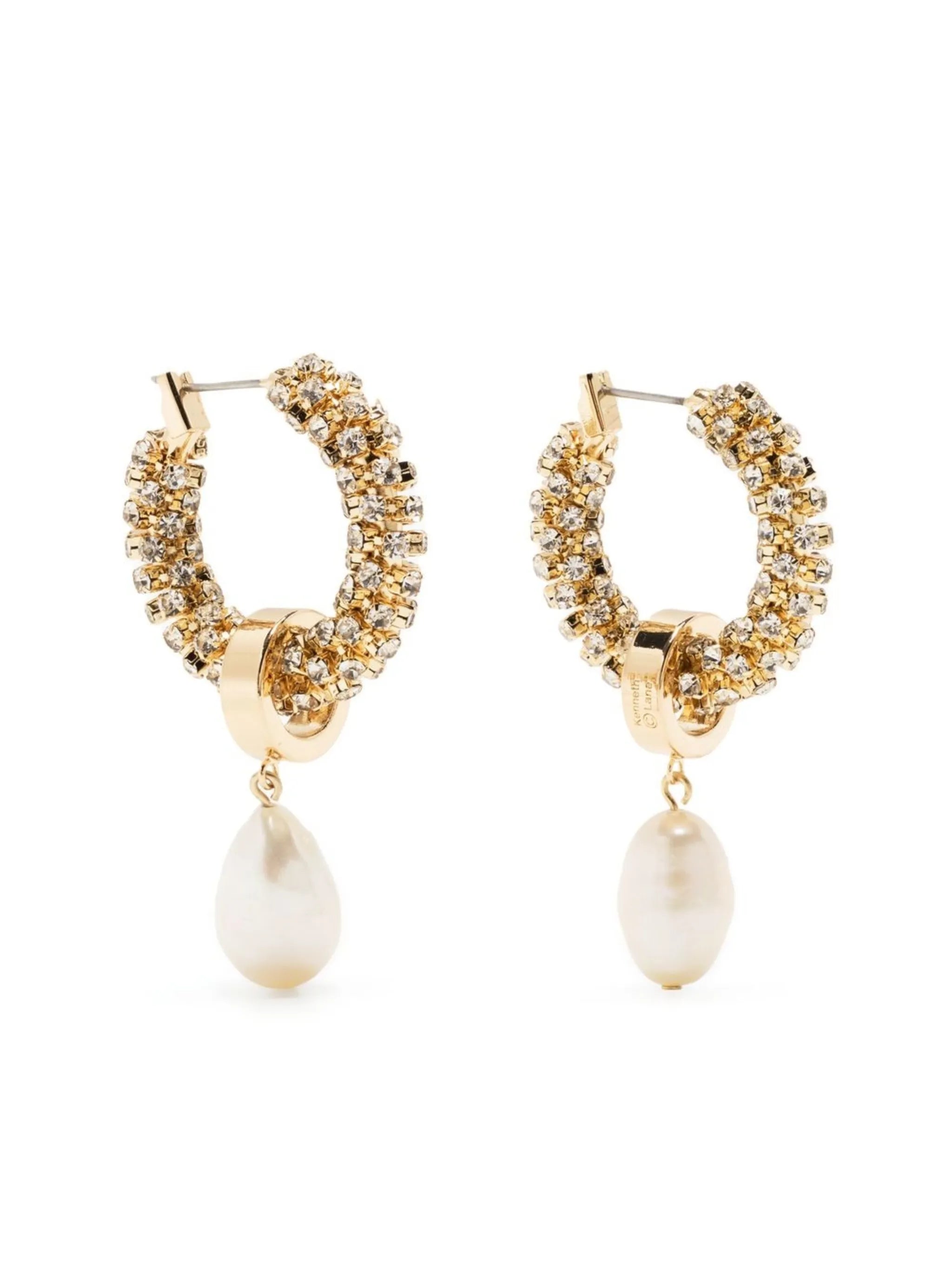 pearl-pendant hoop earrings