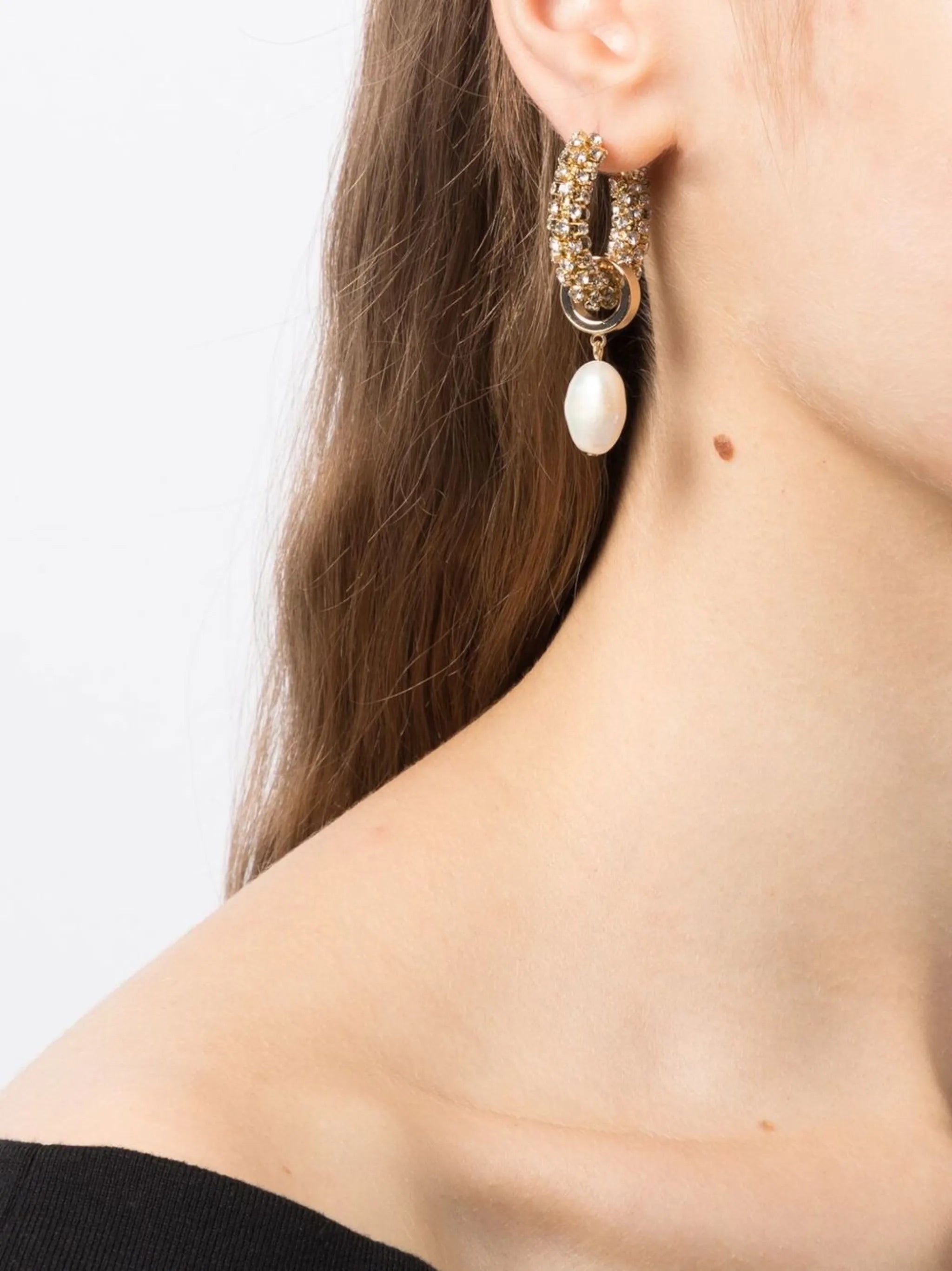 pearl-pendant hoop earrings
