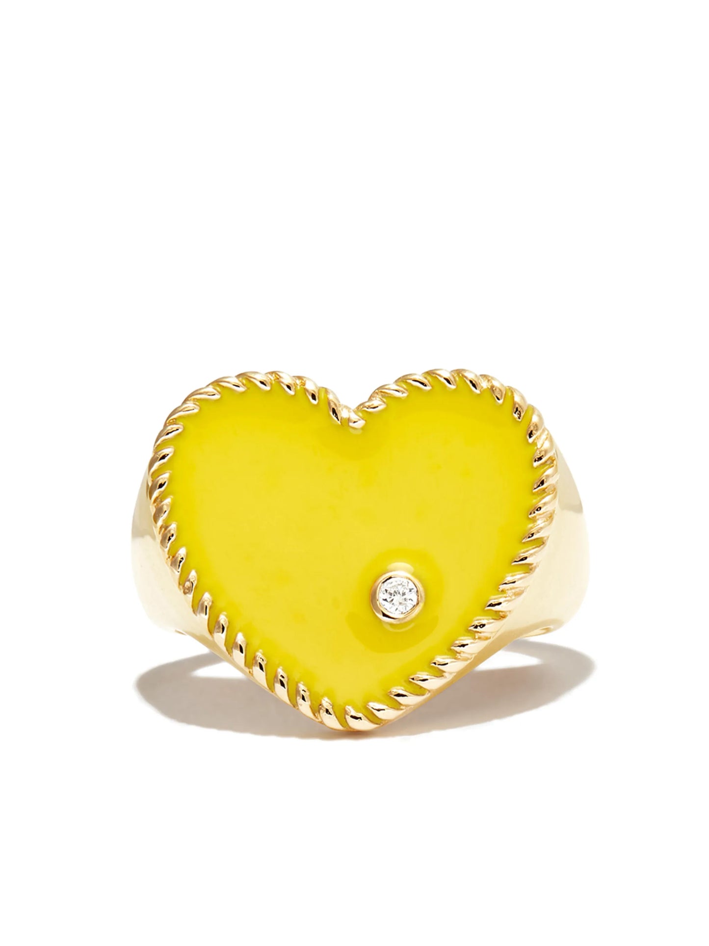 9kt yellow gold enamel and diamond signet ring