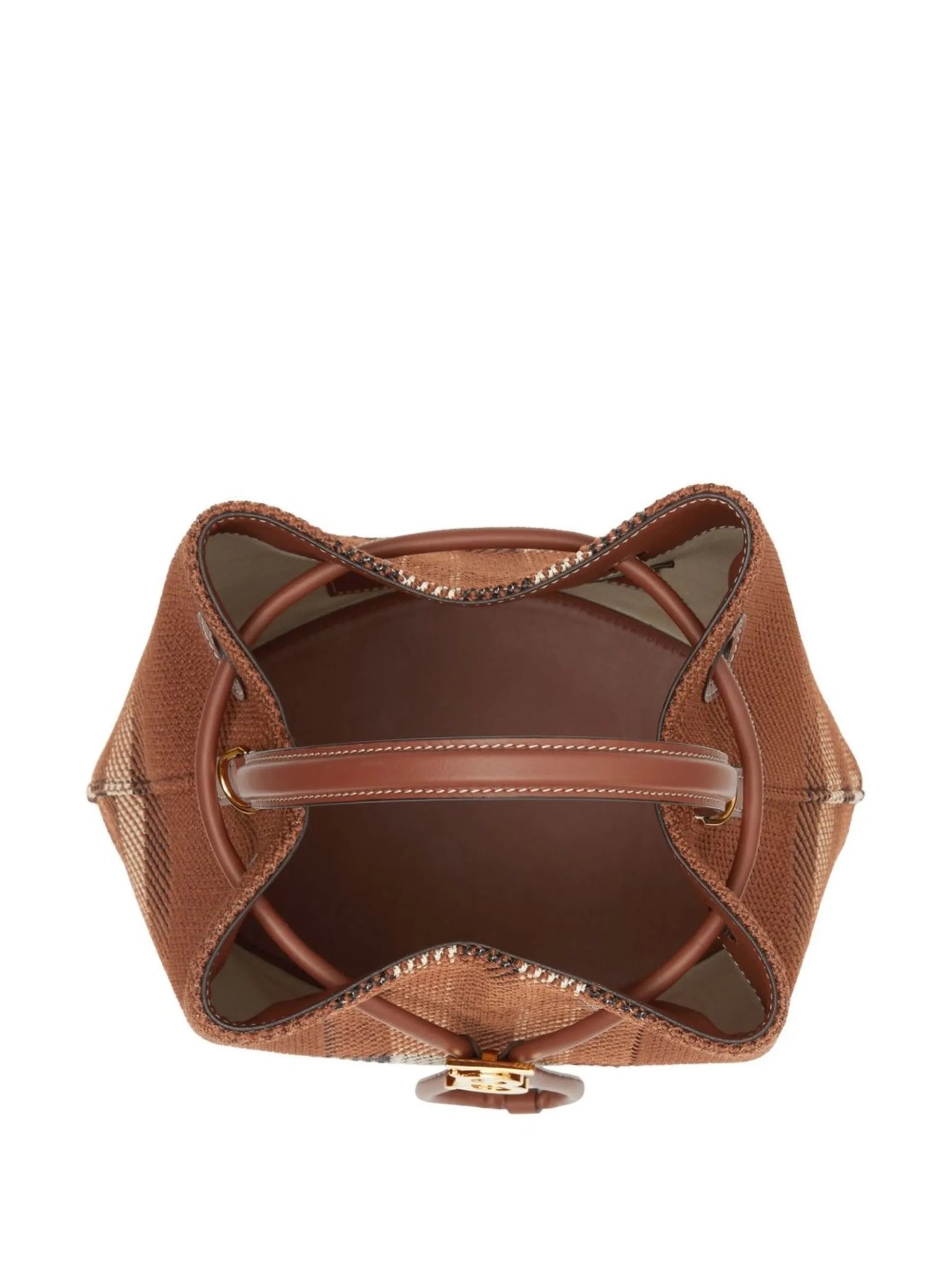 TB checked knitted bucket bag
