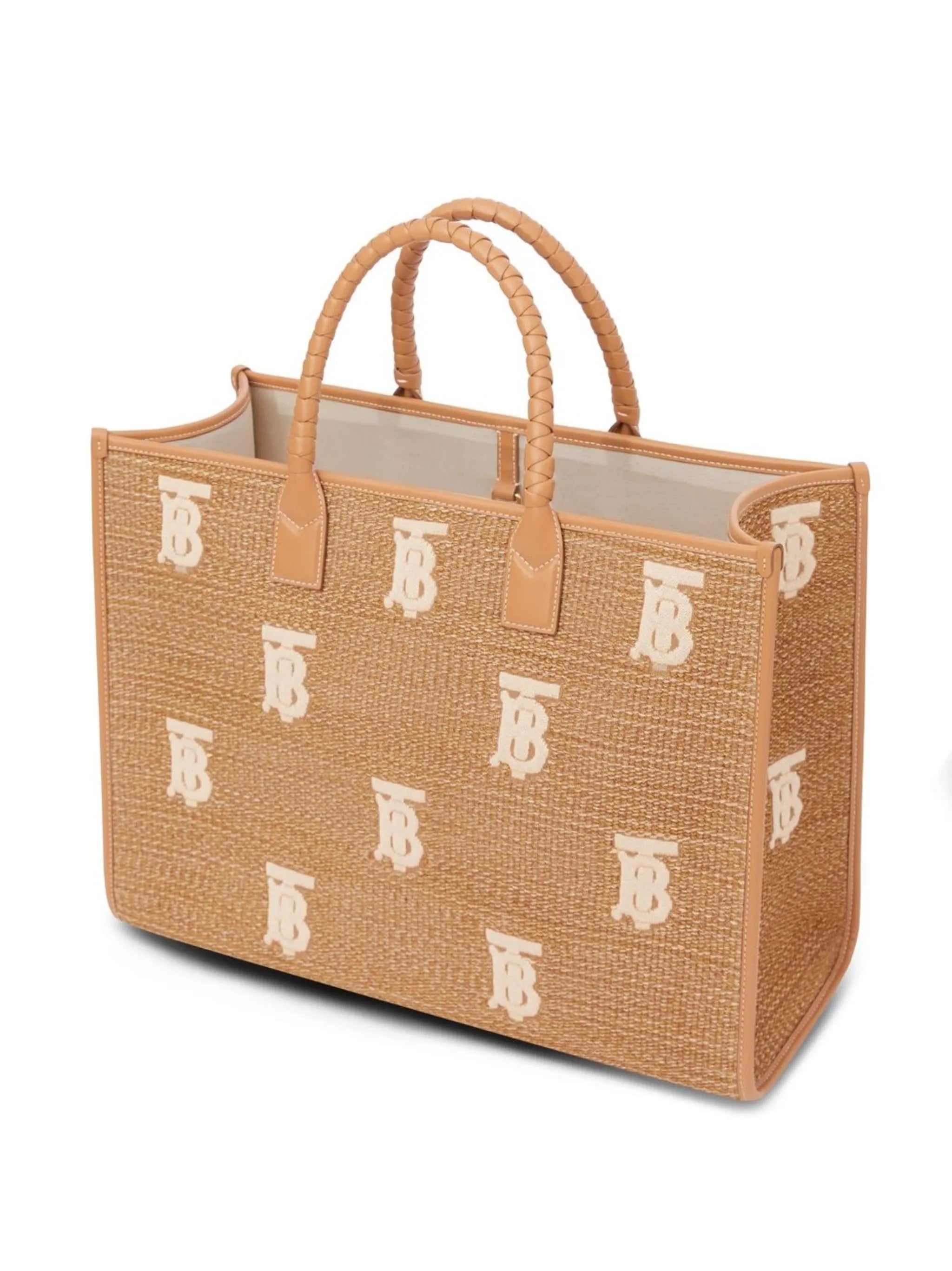 large embroidered monogram tote bag