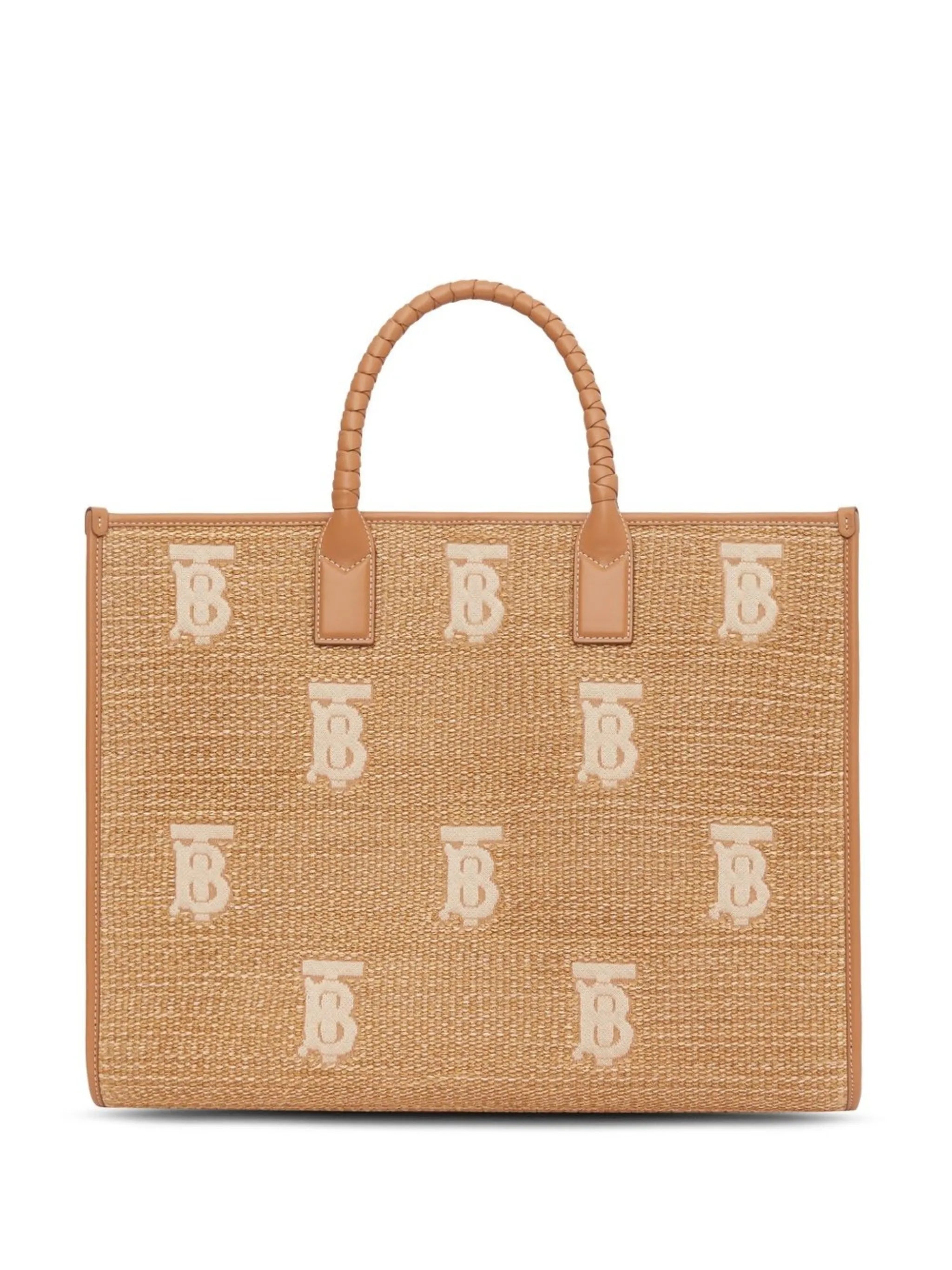 large embroidered monogram tote bag