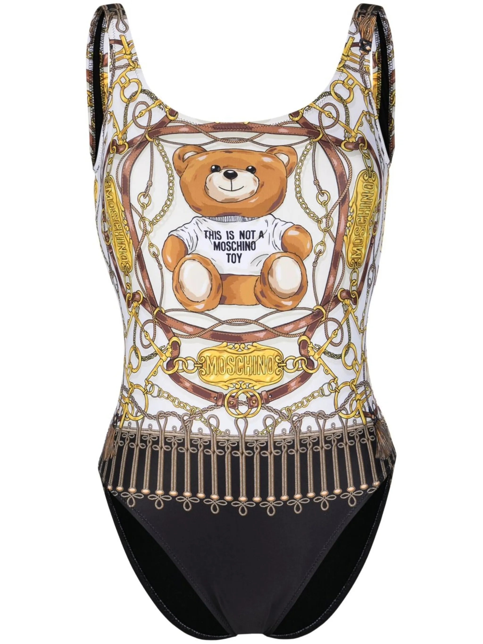 logo teddy print swimsuit